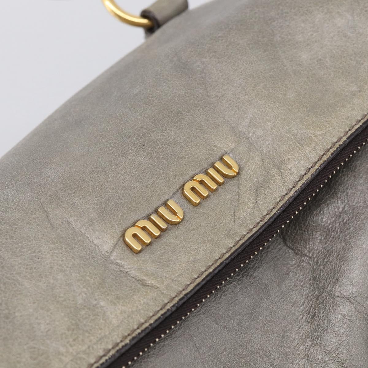 Miu Miu Vittero Hand Bag Leather 2way Gray Gold Auth 215811M