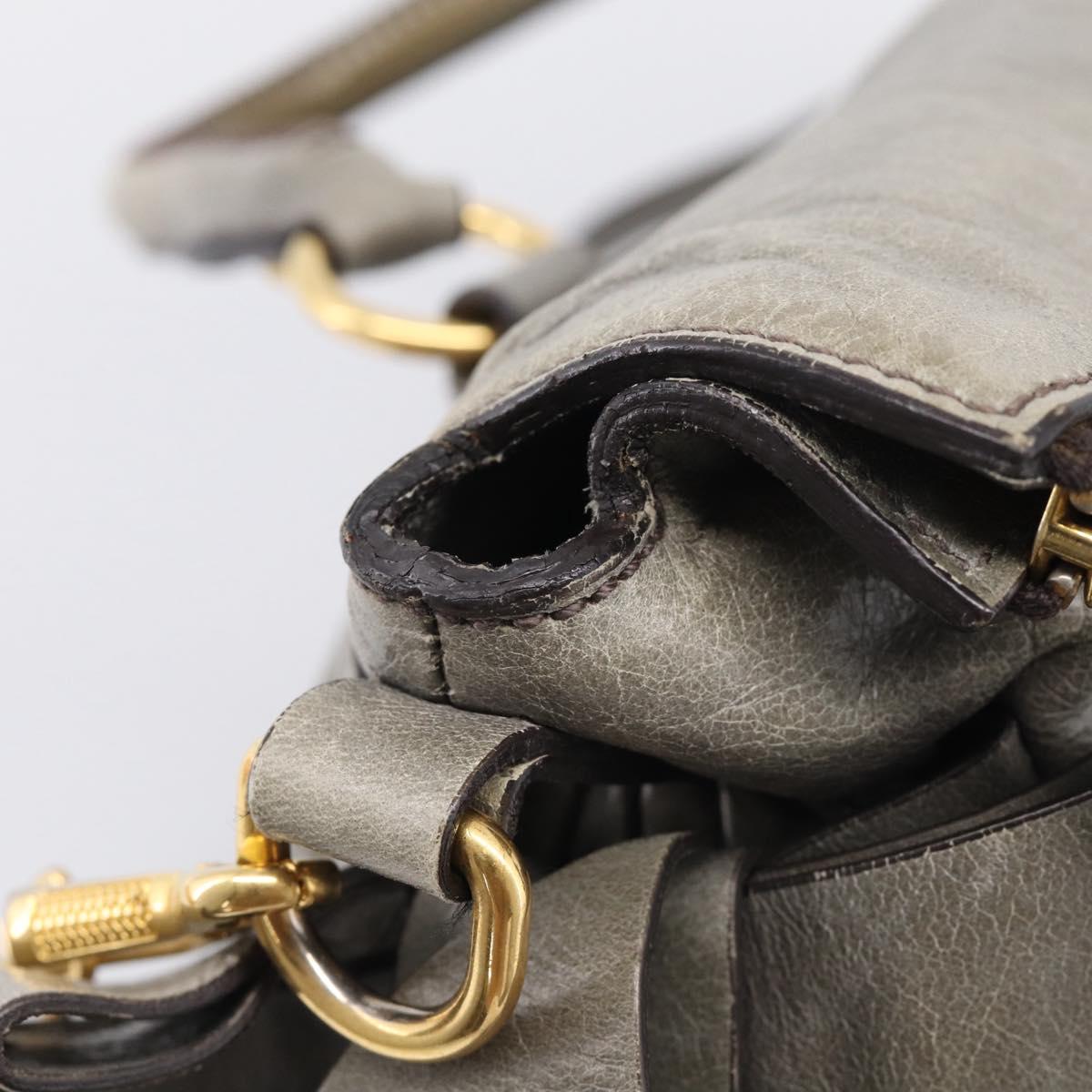Miu Miu Vittero Hand Bag Leather 2way Gray Gold Auth 215811M