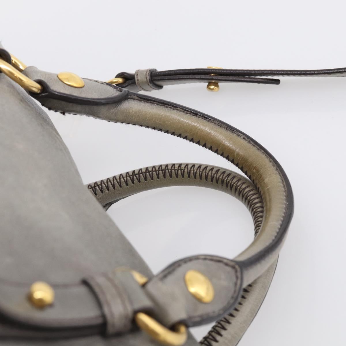 Miu Miu Vittero Hand Bag Leather 2way Gray Gold Auth 215811M