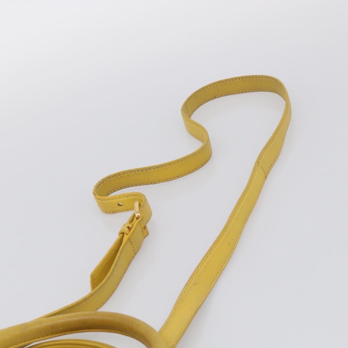 Miu Miu Matelasse Hand Bag Leather Yellow Gold Auth 215815