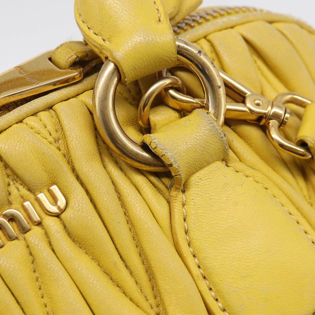 Miu Miu Matelasse Hand Bag Leather Yellow Gold Auth 215815