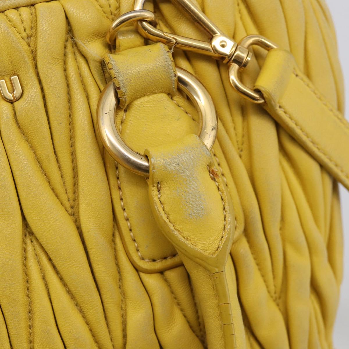 Miu Miu Matelasse Hand Bag Leather Yellow Gold Auth 215815