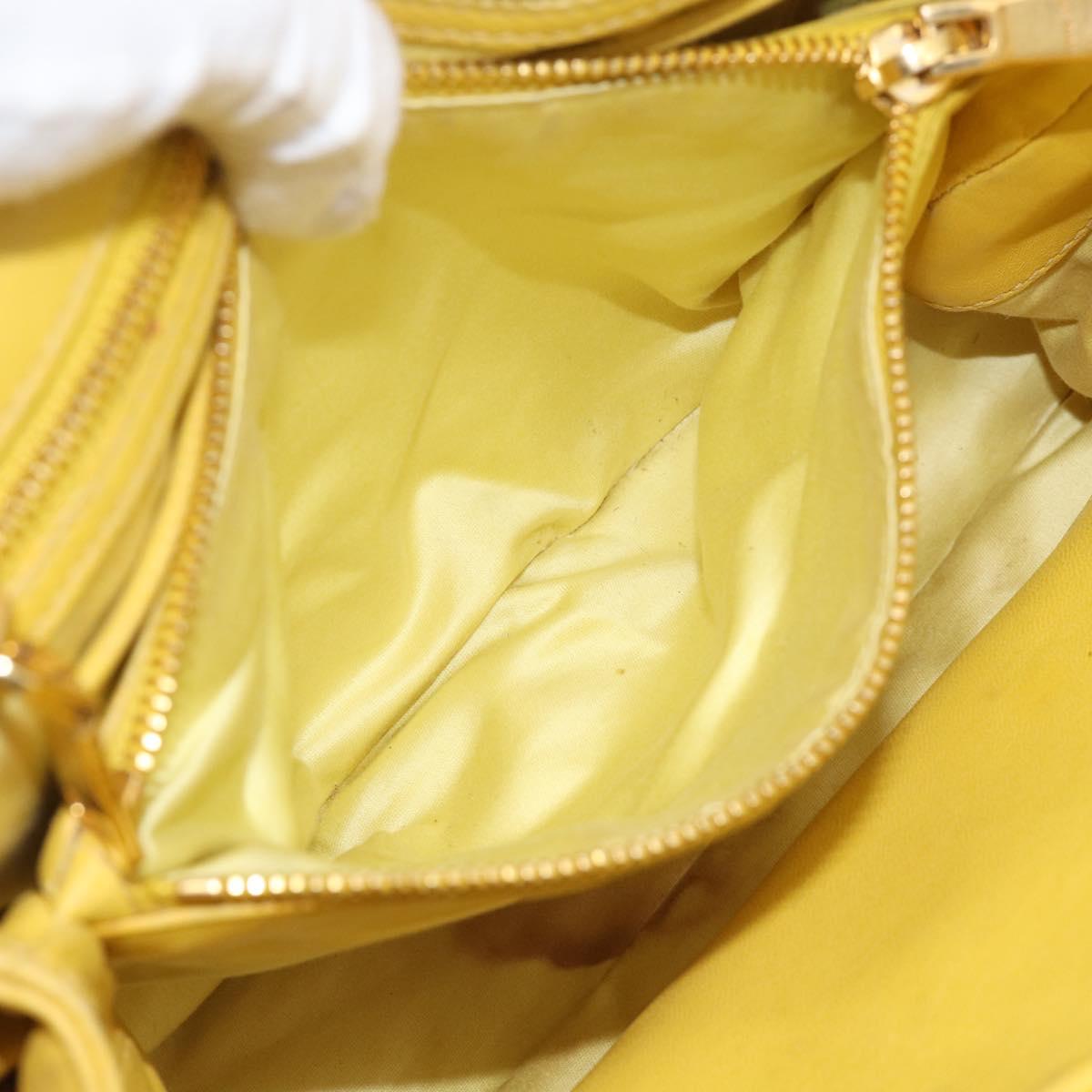 Miu Miu Matelasse Hand Bag Leather Yellow Gold Auth 215815