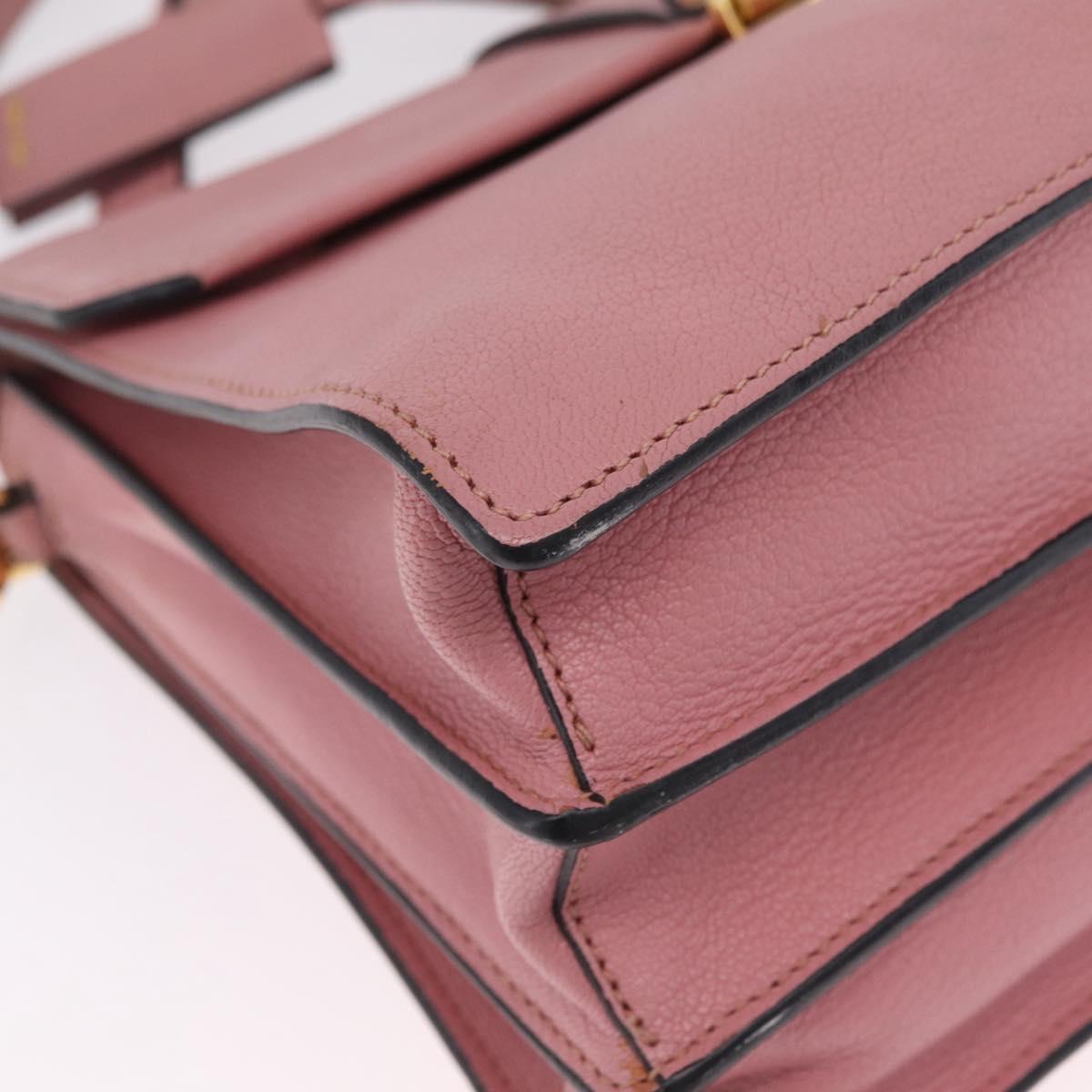 Miu Miu Madras Hand Bag Leather 2way Pink Gold Auth 215832A