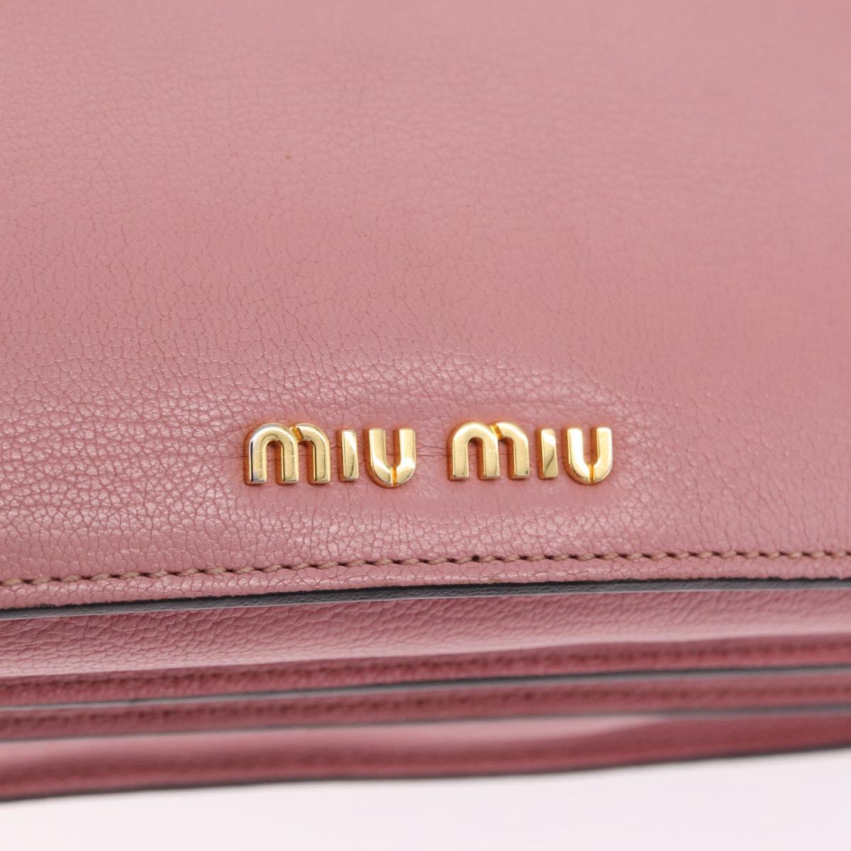 Miu Miu Madras Hand Bag Leather 2way Pink Gold Auth 215832A