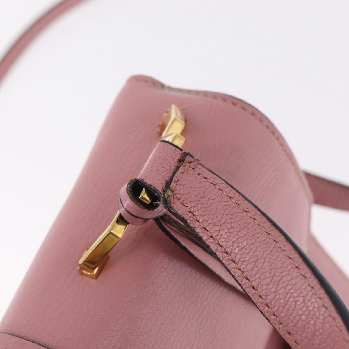 Miu Miu Madras Hand Bag Leather 2way Pink Gold Auth 215832A