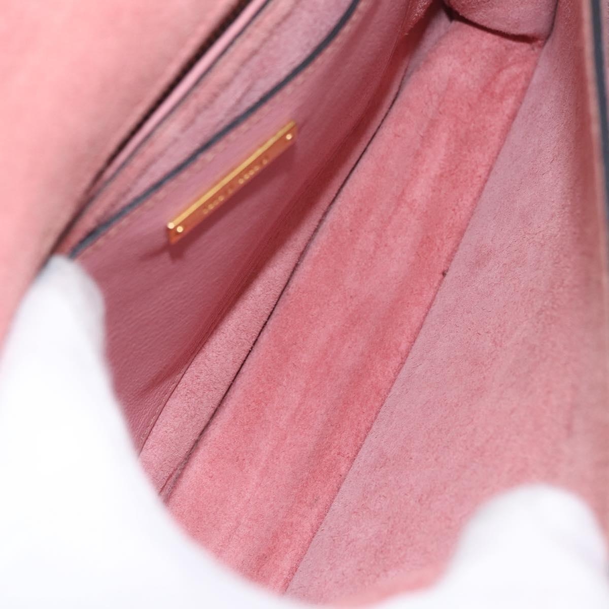 Miu Miu Madras Hand Bag Leather 2way Pink Gold Auth 215832A
