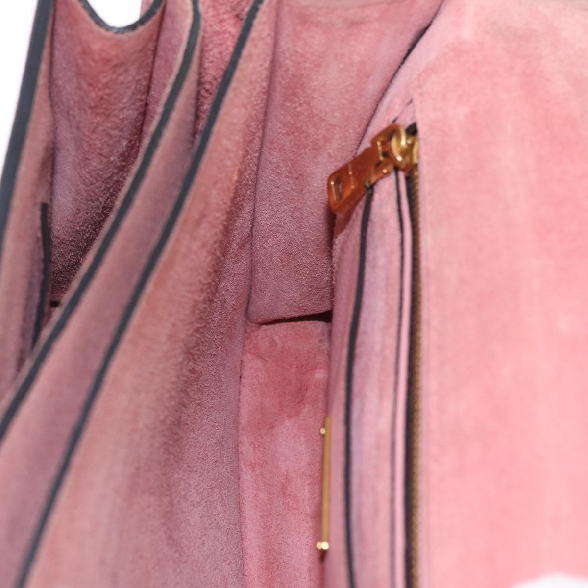Miu Miu Madras Hand Bag Leather 2way Pink Gold Auth 215832A