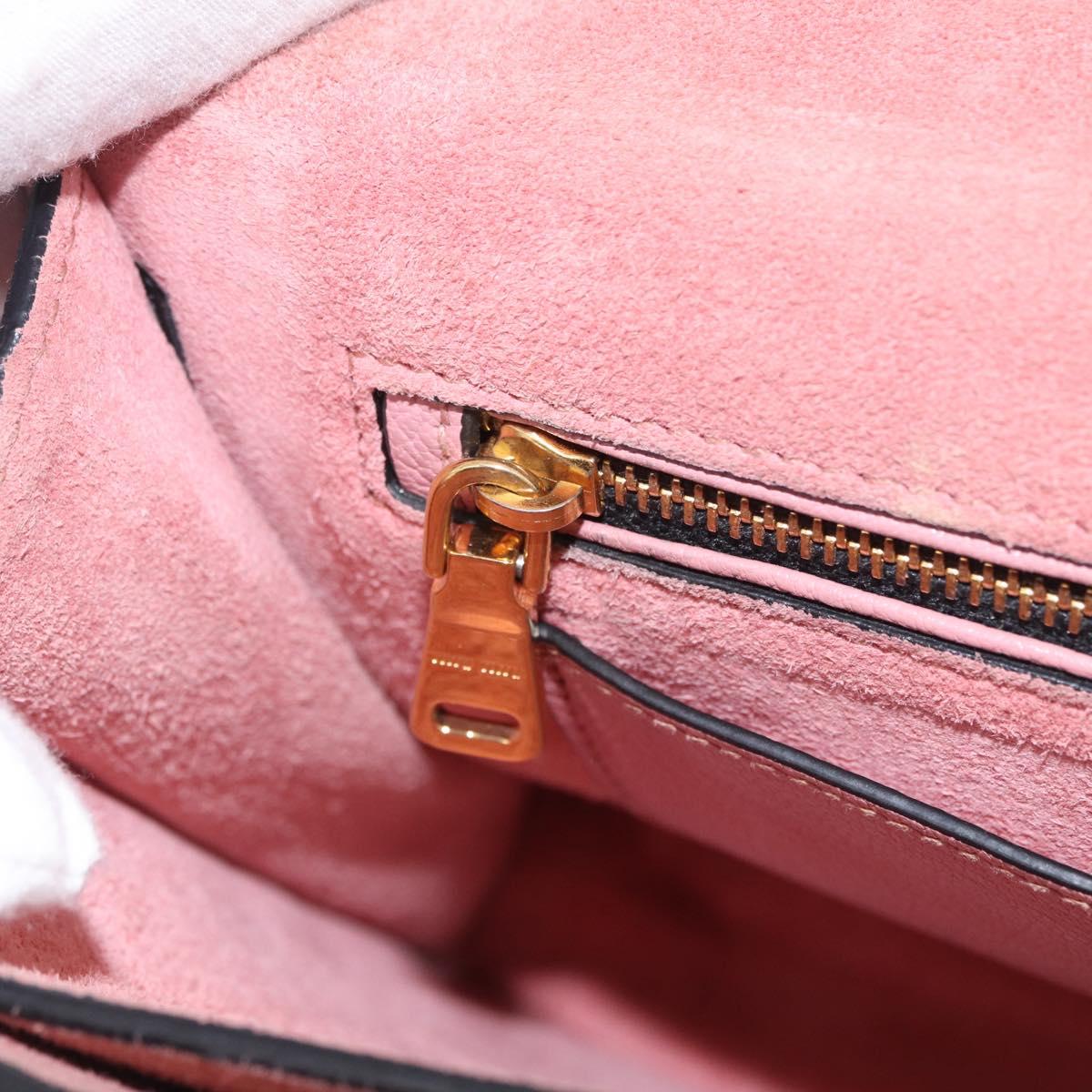Miu Miu Madras Hand Bag Leather 2way Pink Gold Auth 215832A