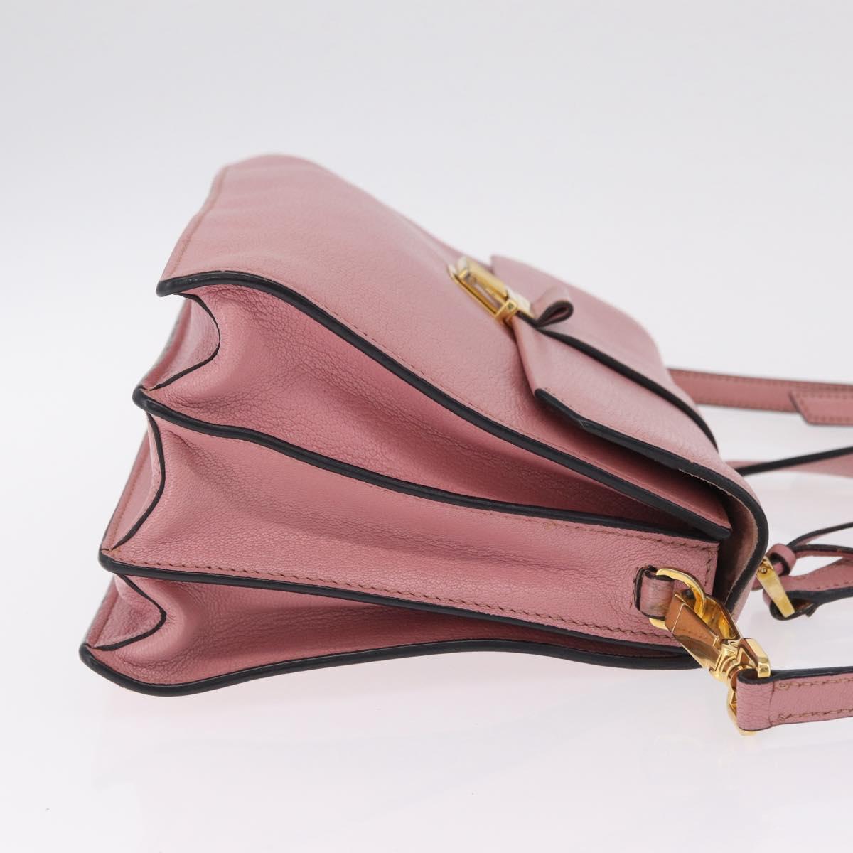 Miu Miu Madras Hand Bag Leather 2way Pink Gold Auth 215832A