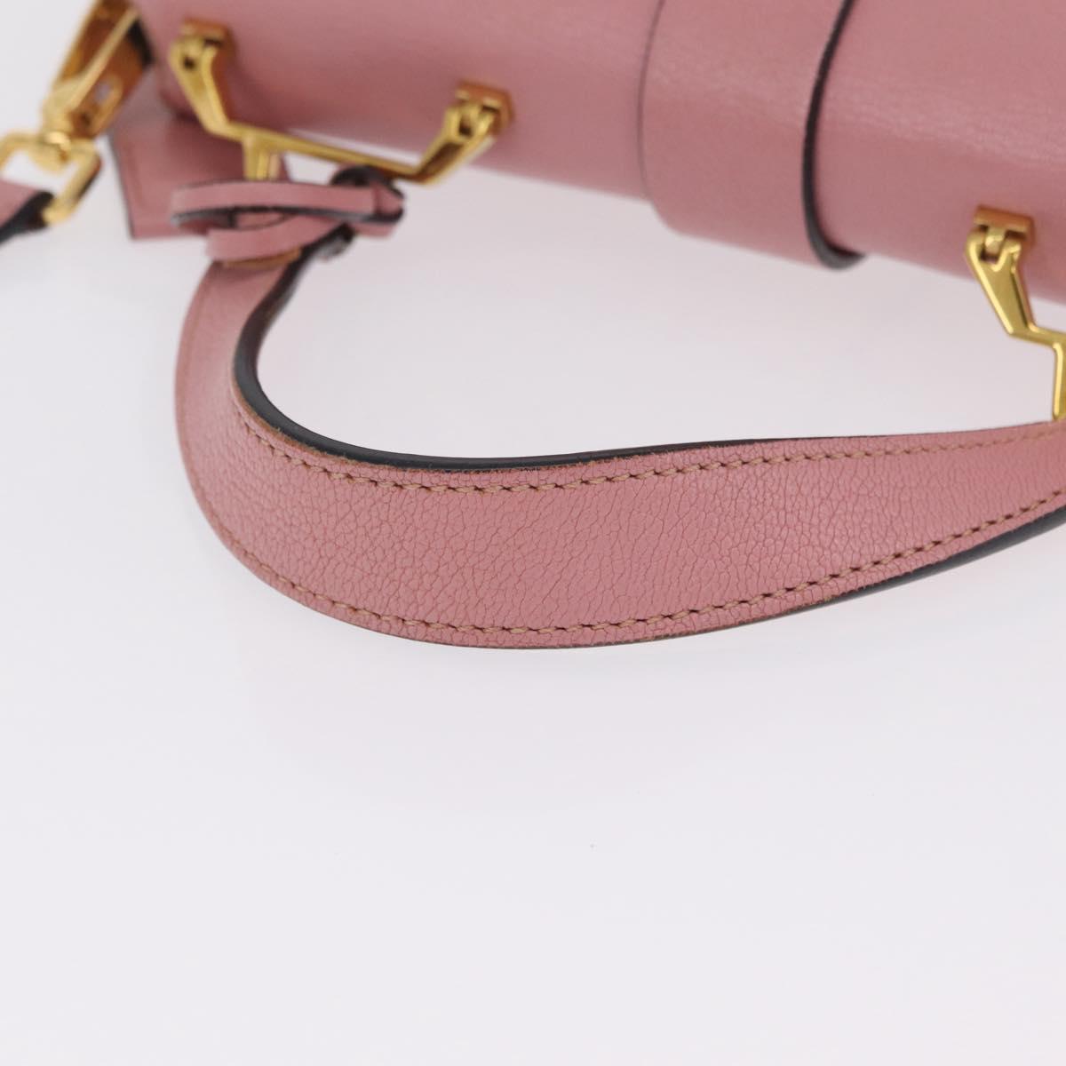 Miu Miu Madras Hand Bag Leather 2way Pink Gold Auth 215832A