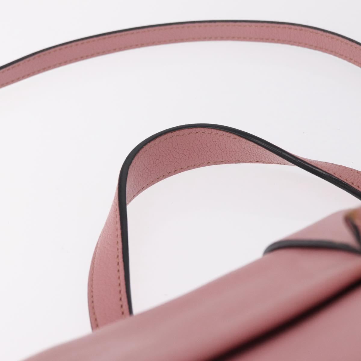 Miu Miu Madras Hand Bag Leather 2way Pink Gold Auth 215832A