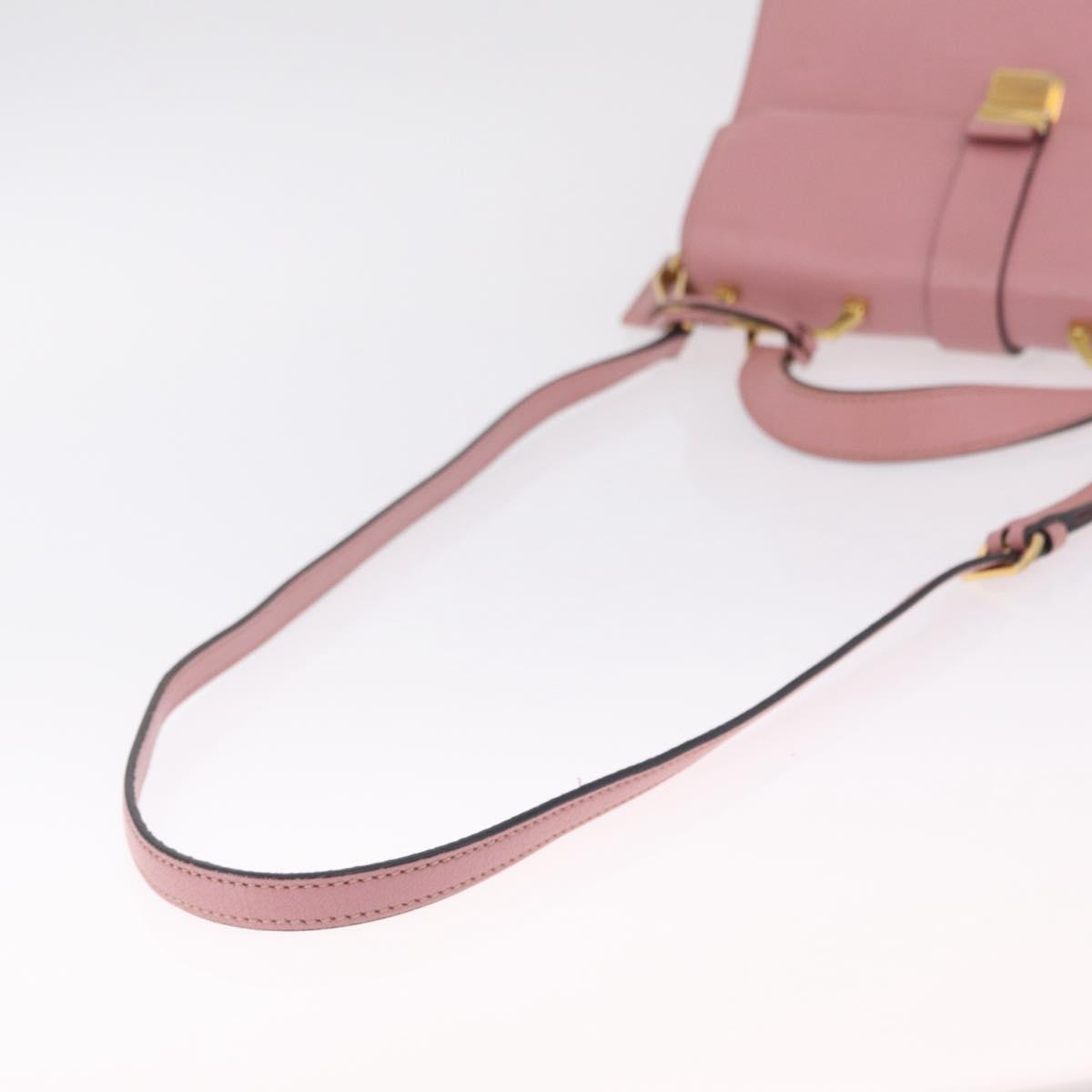 Miu Miu Madras Hand Bag Leather 2way Pink Gold Auth 215832A