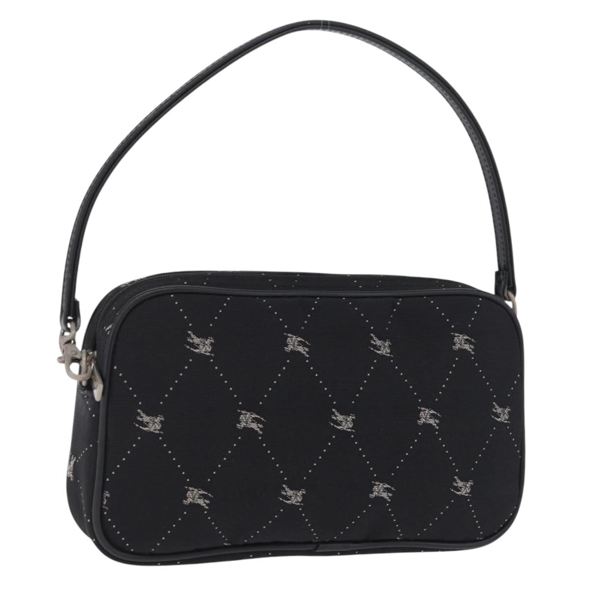 BURBERRY Blue Label Accessory Pouch Canvas Black Silver Auth 216132A