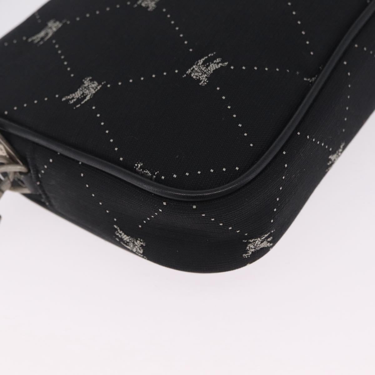 BURBERRY Blue Label Accessory Pouch Canvas Black Silver Auth 216132A