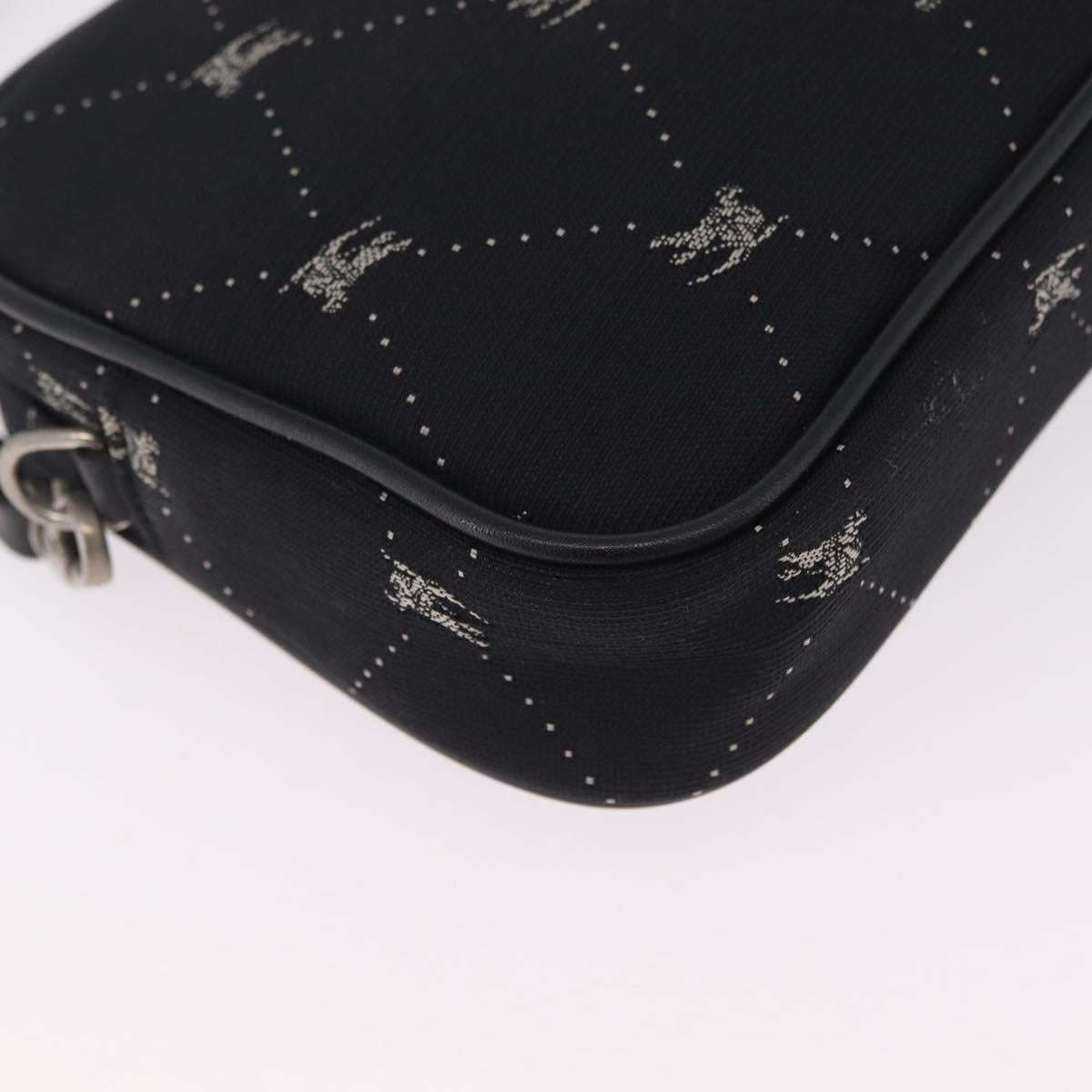 BURBERRY Blue Label Accessory Pouch Canvas Black Silver Auth 216132A
