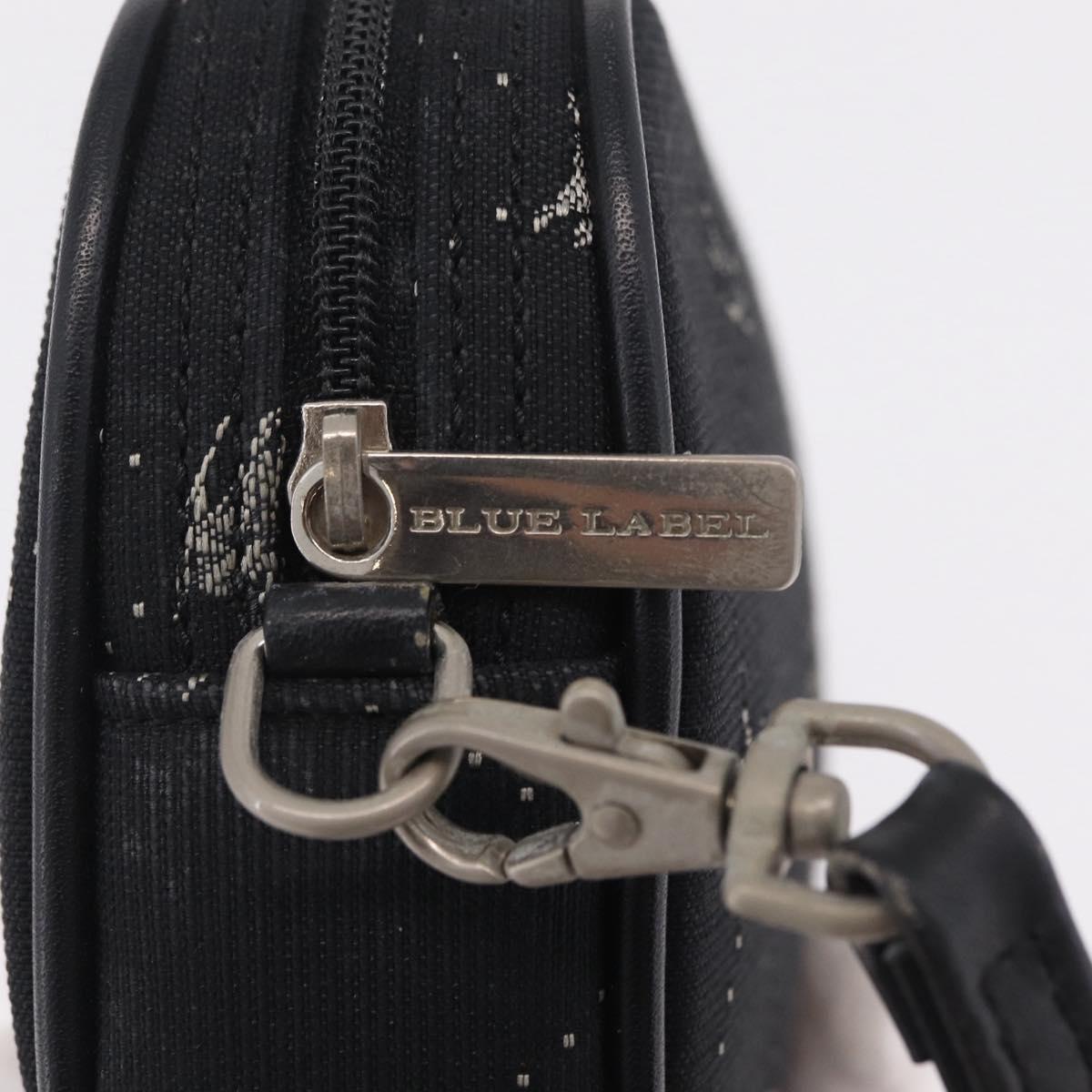 BURBERRY Blue Label Accessory Pouch Canvas Black Silver Auth 216132A