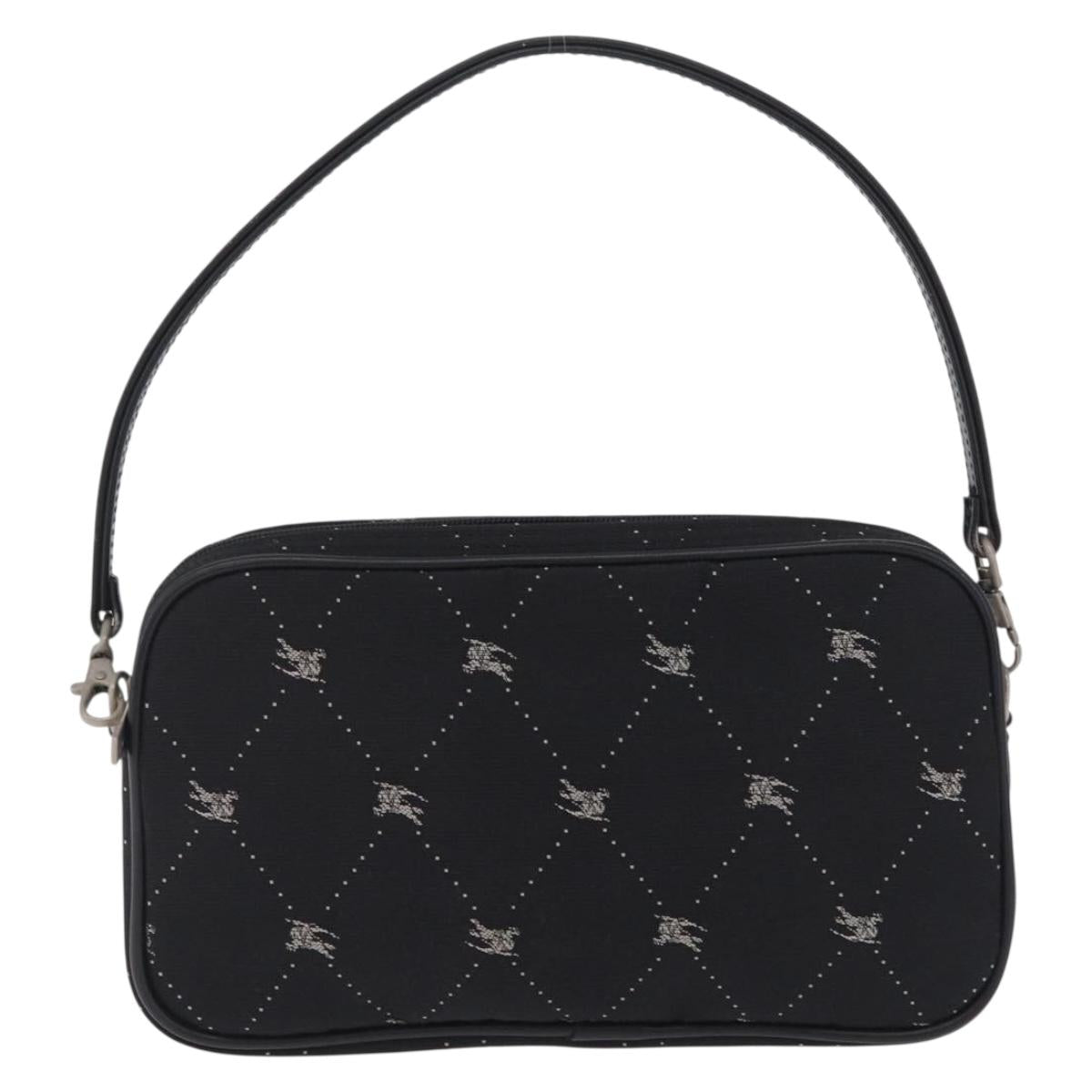 BURBERRY Blue Label Accessory Pouch Canvas Black Silver Auth 216132A