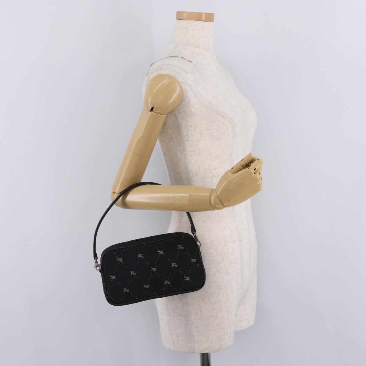 BURBERRY Blue Label Accessory Pouch Canvas Black Silver Auth 216132A