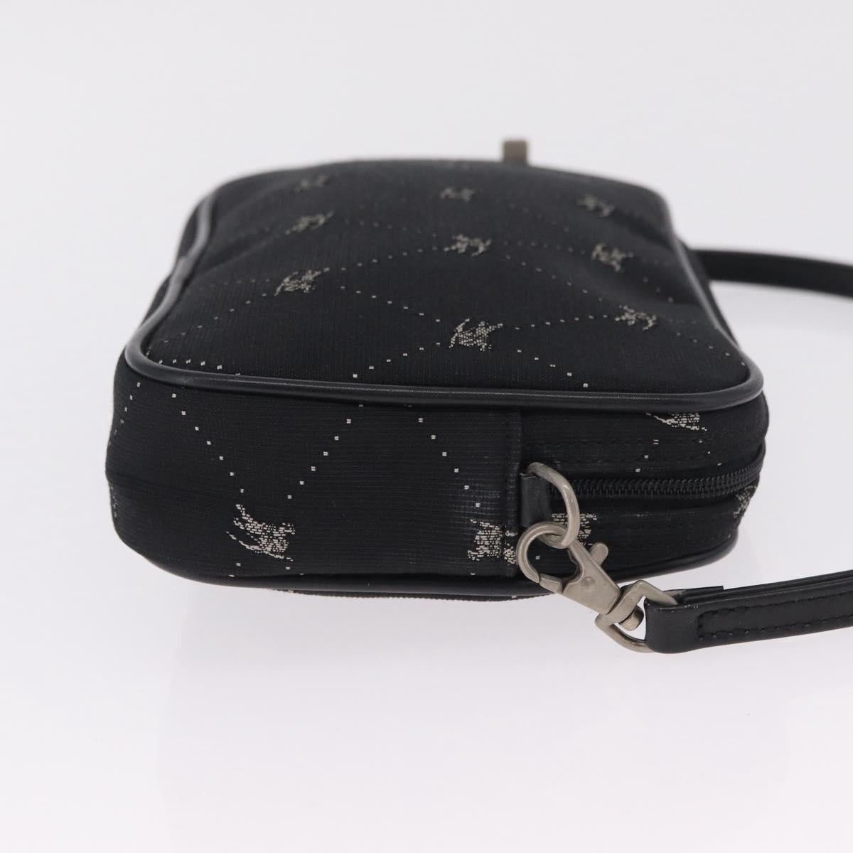 BURBERRY Blue Label Accessory Pouch Canvas Black Silver Auth 216132A