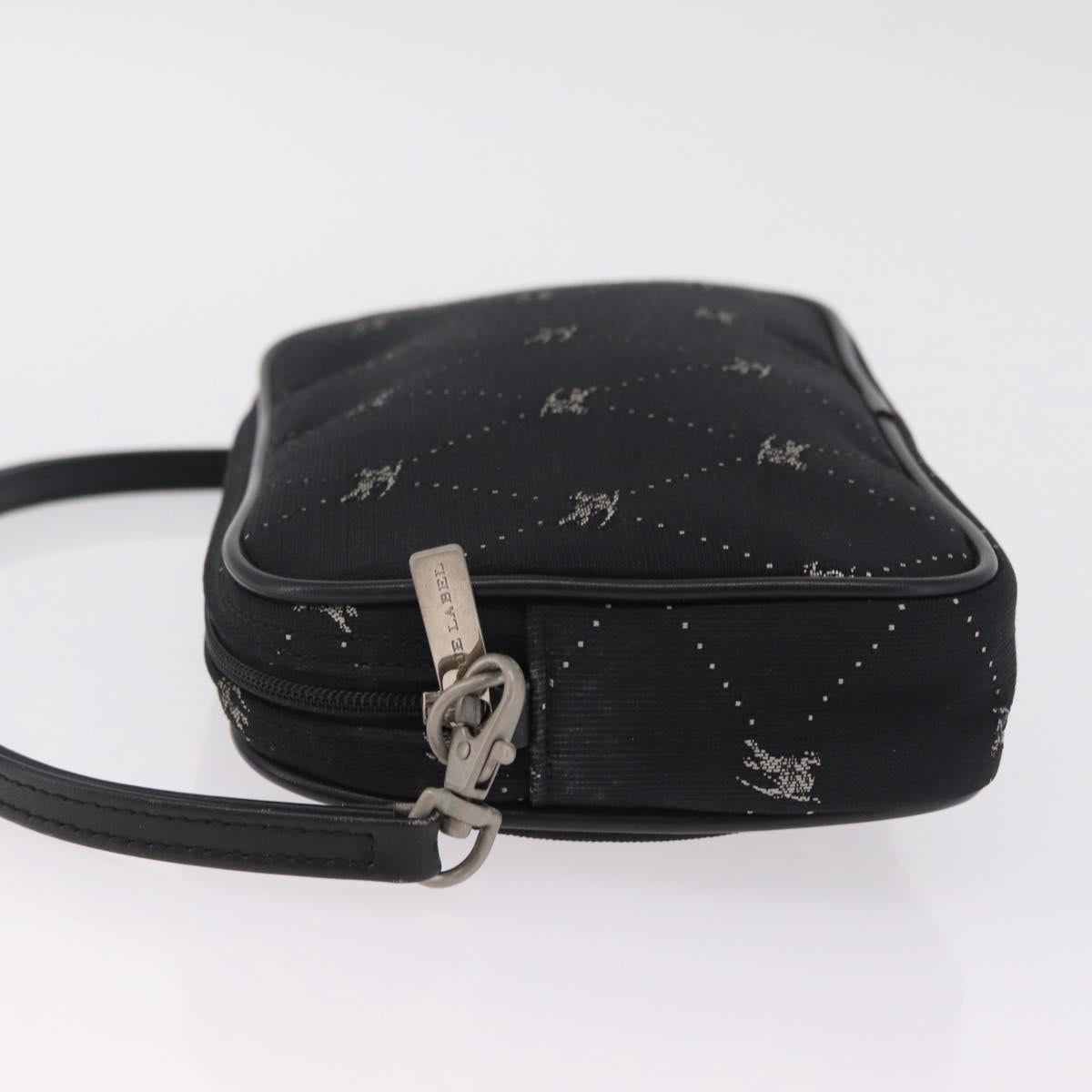 BURBERRY Blue Label Accessory Pouch Canvas Black Silver Auth 216132A