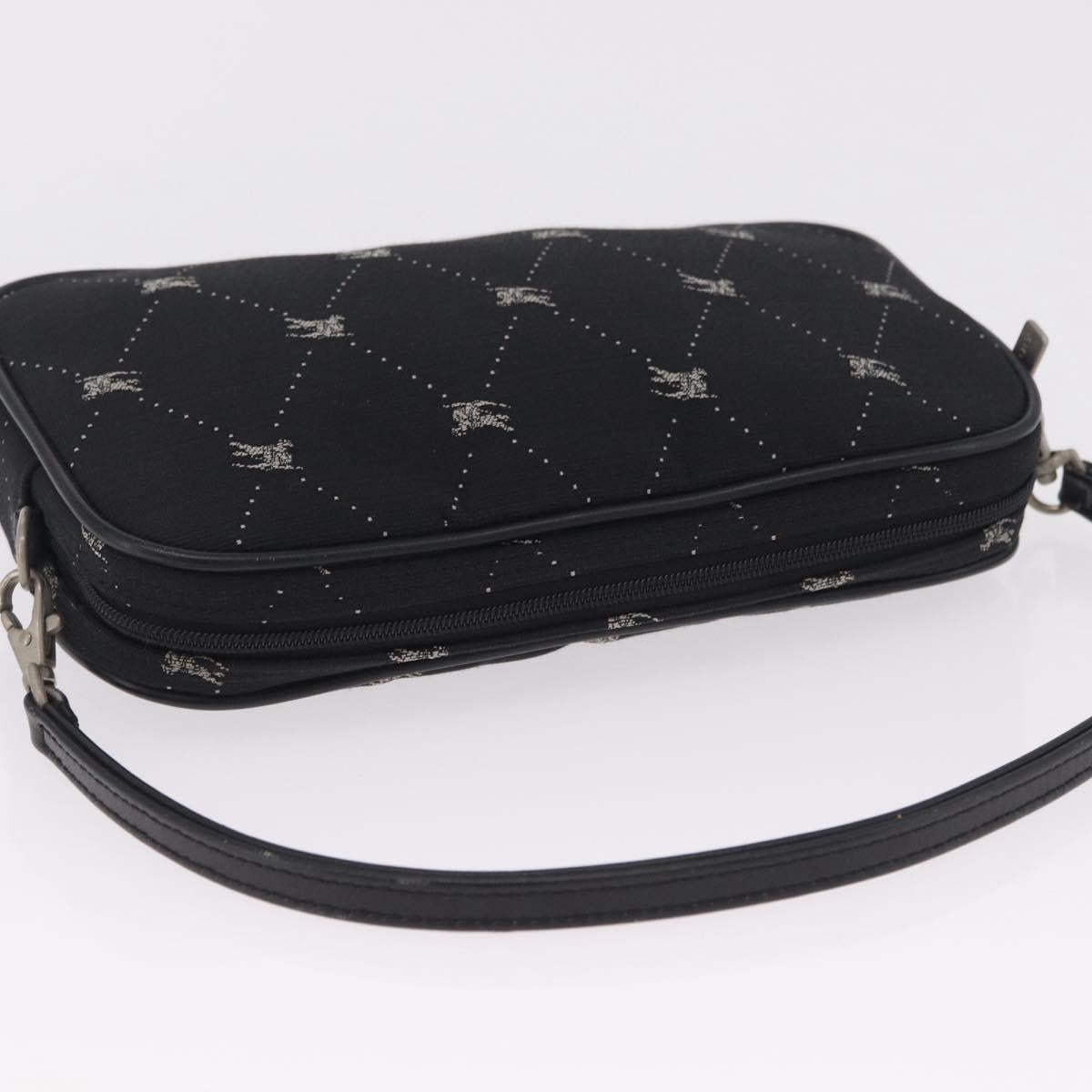 BURBERRY Blue Label Accessory Pouch Canvas Black Silver Auth 216132A