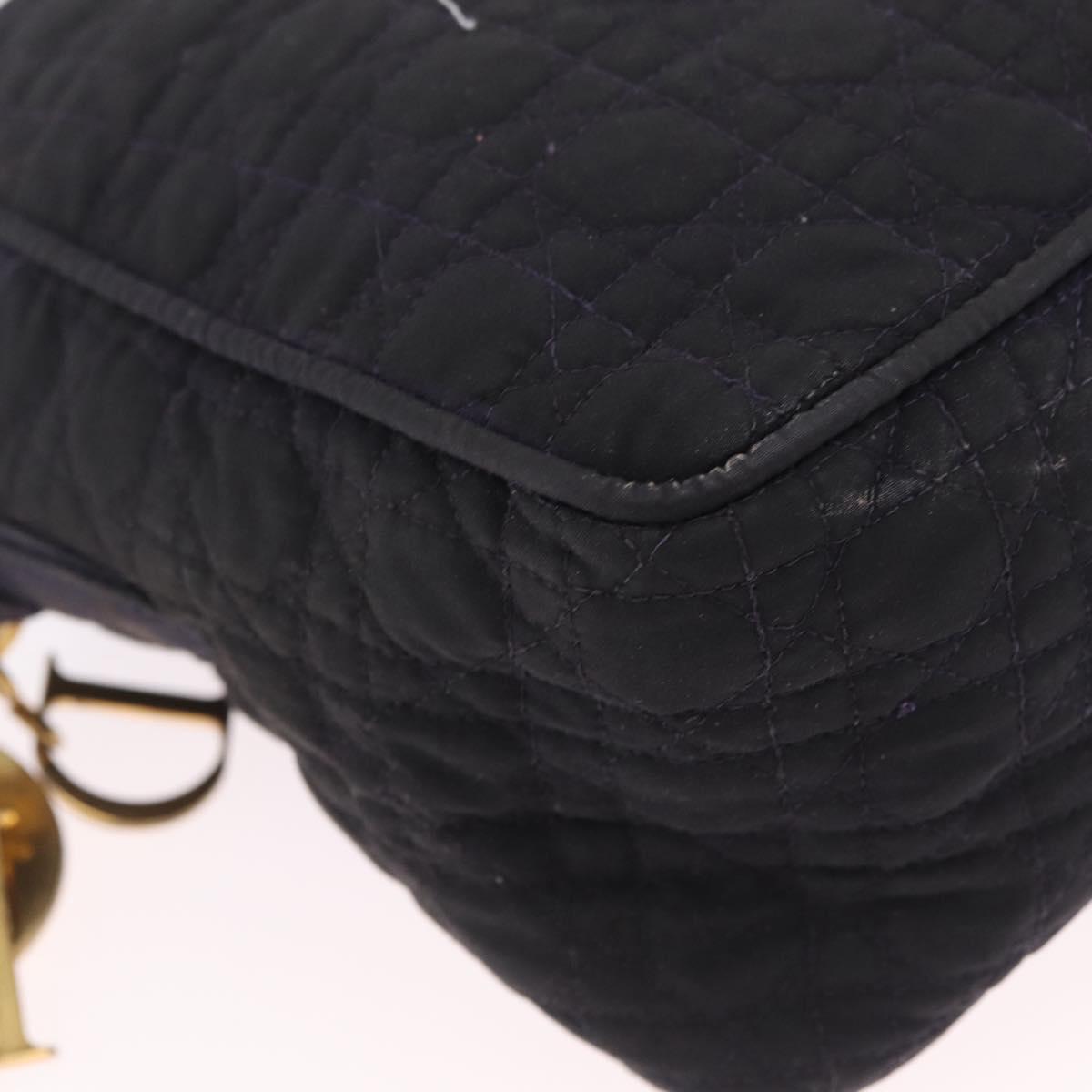 Christian Dior Canage Shoulder Bag Canvas Navy Gold Auth 216133