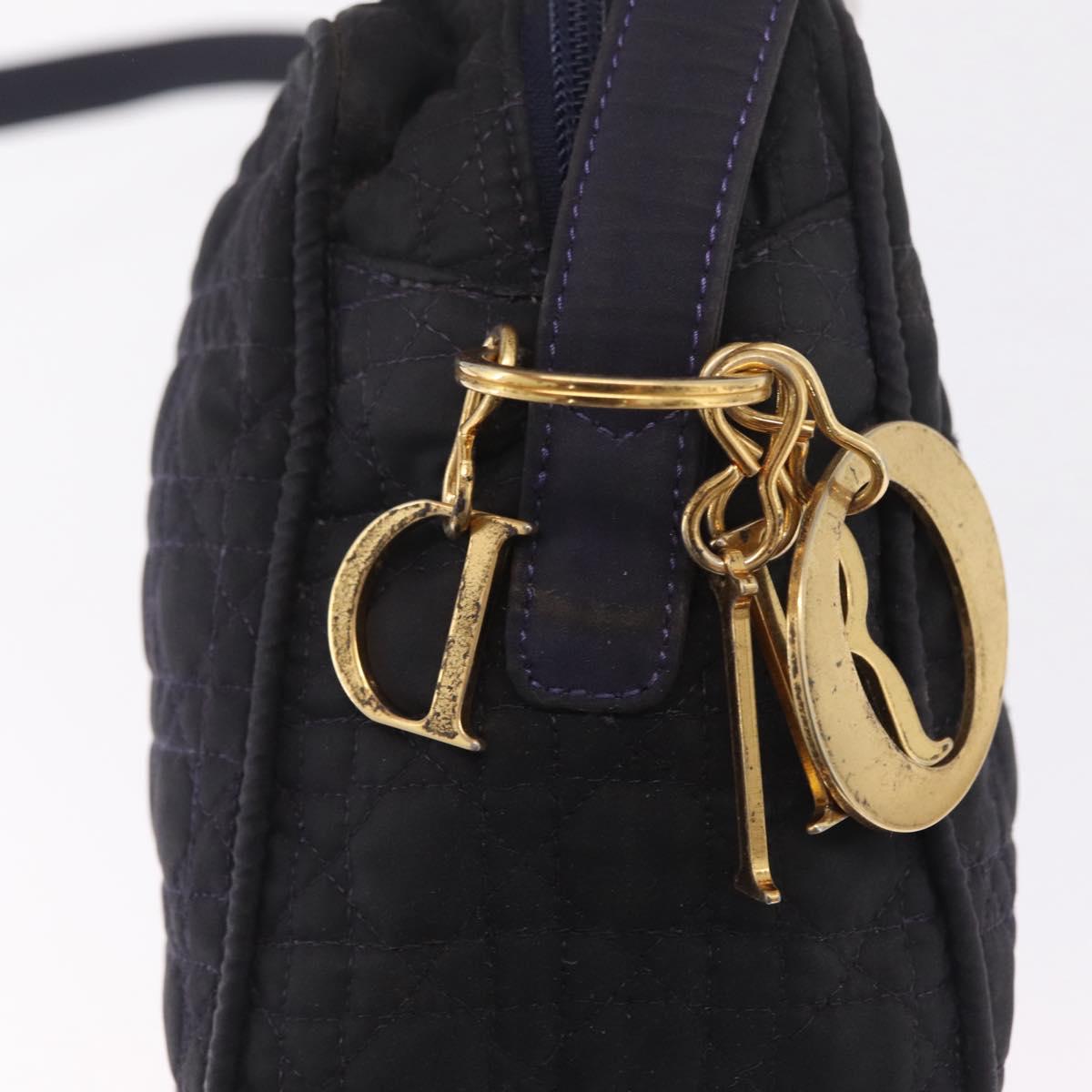 Christian Dior Canage Shoulder Bag Canvas Navy Gold Auth 216133