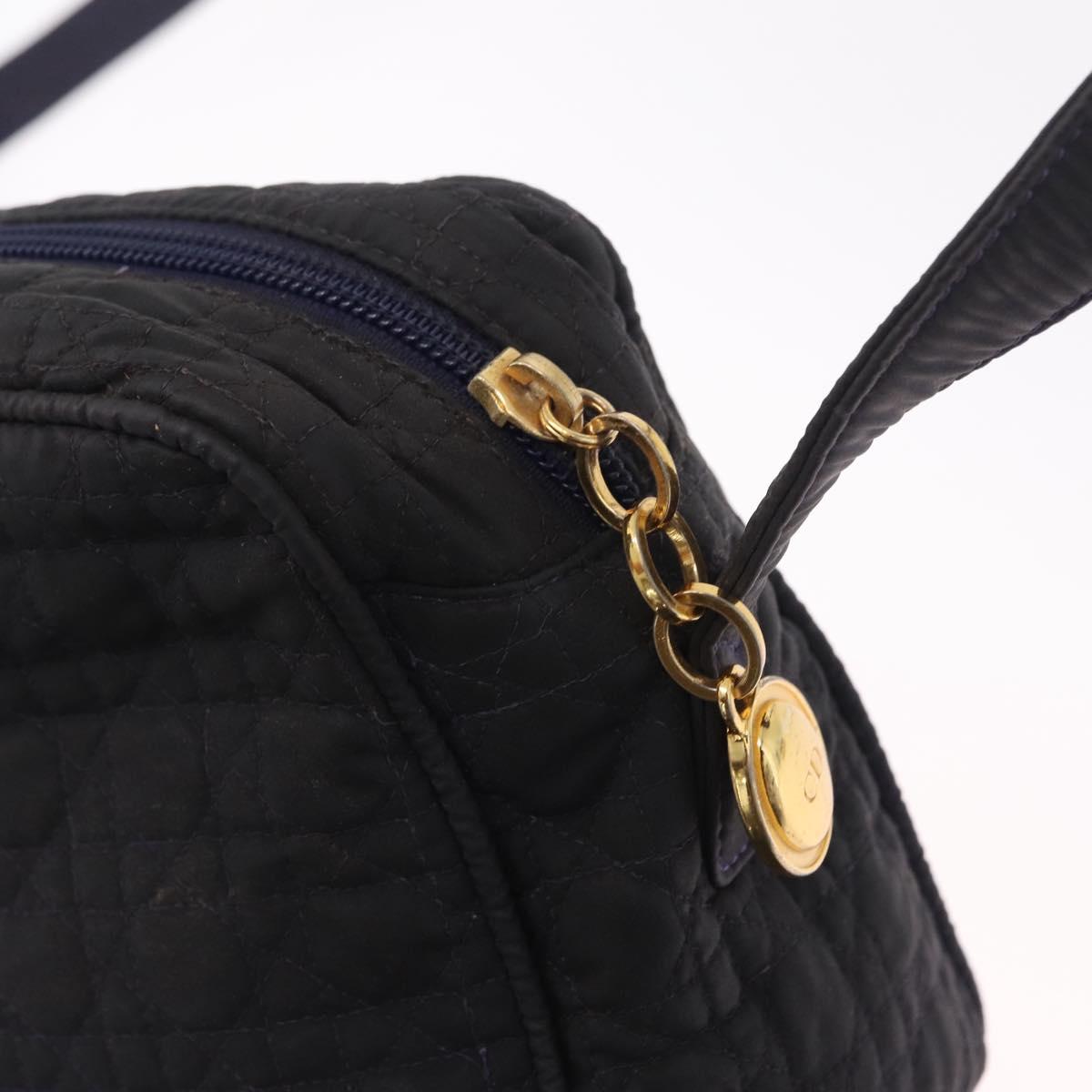 Christian Dior Canage Shoulder Bag Canvas Navy Gold Auth 216133
