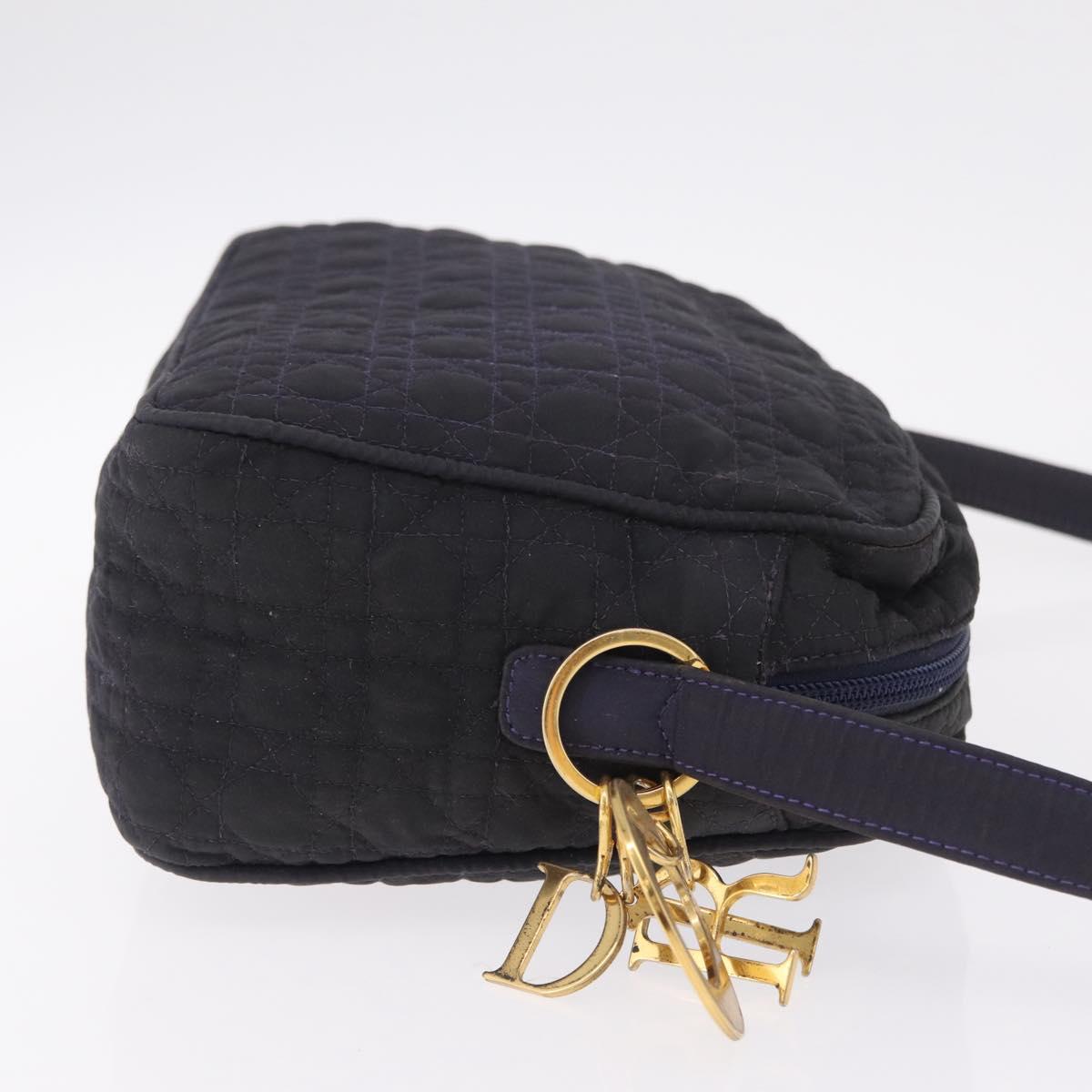 Christian Dior Canage Shoulder Bag Canvas Navy Gold Auth 216133