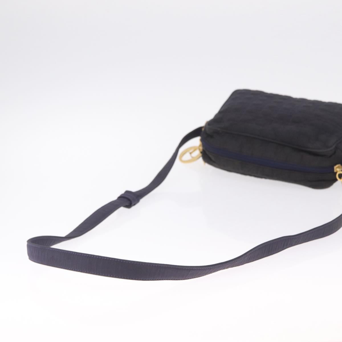 Christian Dior Canage Shoulder Bag Canvas Navy Gold Auth 216133