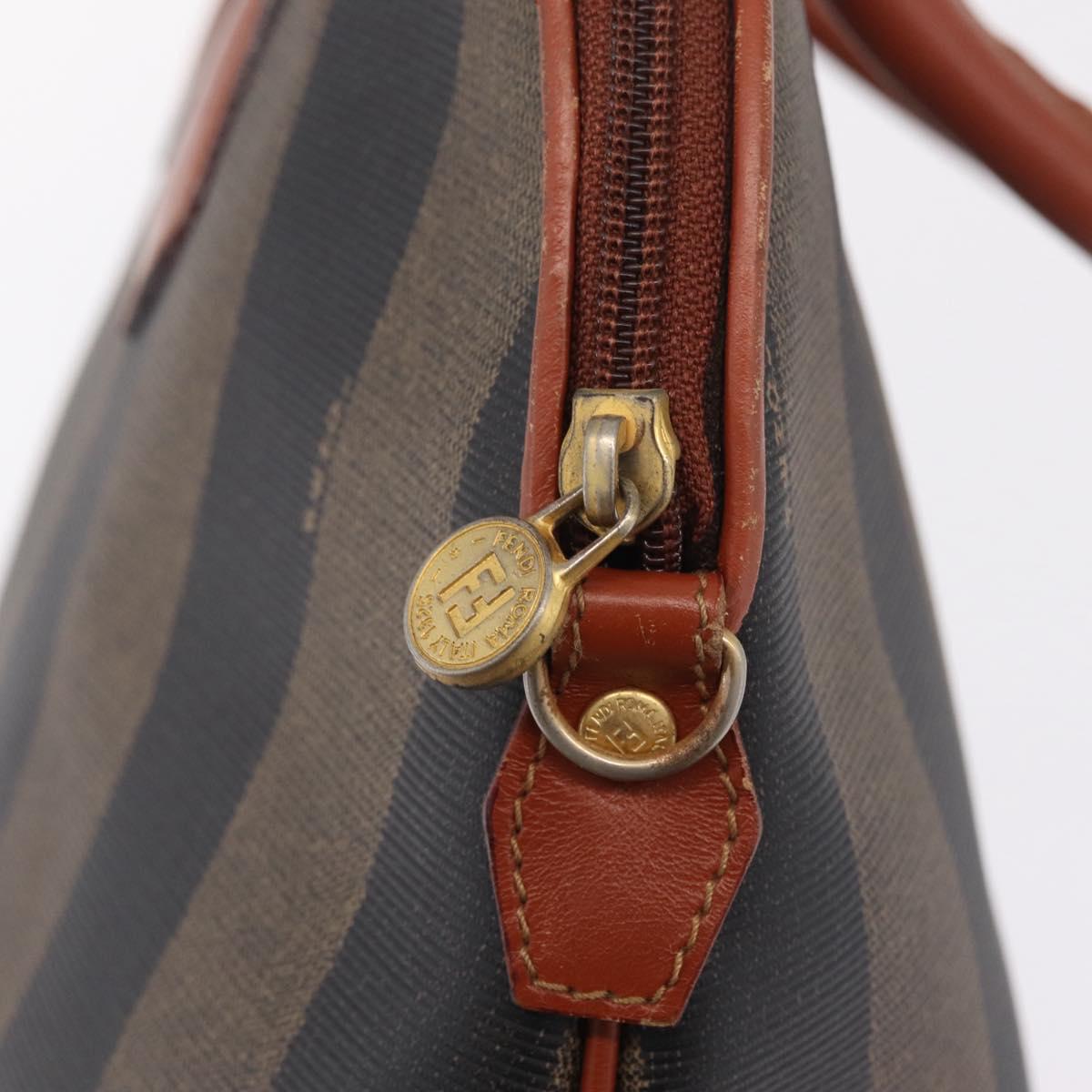 FENDI Pequin Canvas Tote Bag PVC Black Brown Auth 216136
