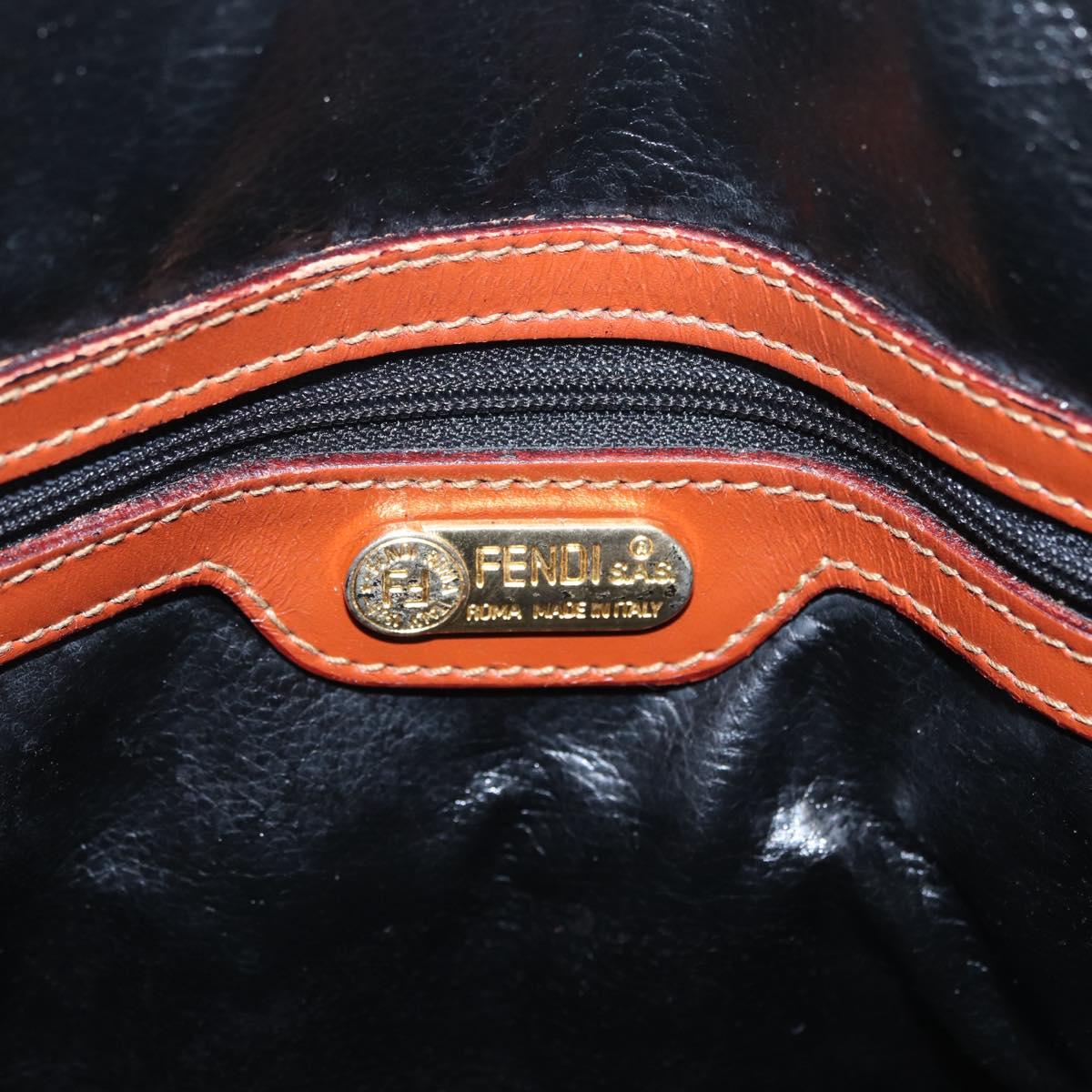 FENDI Pequin Canvas Tote Bag PVC Black Brown Auth 216136