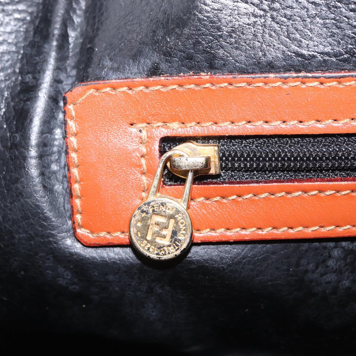 FENDI Pequin Canvas Tote Bag PVC Black Brown Auth 216136