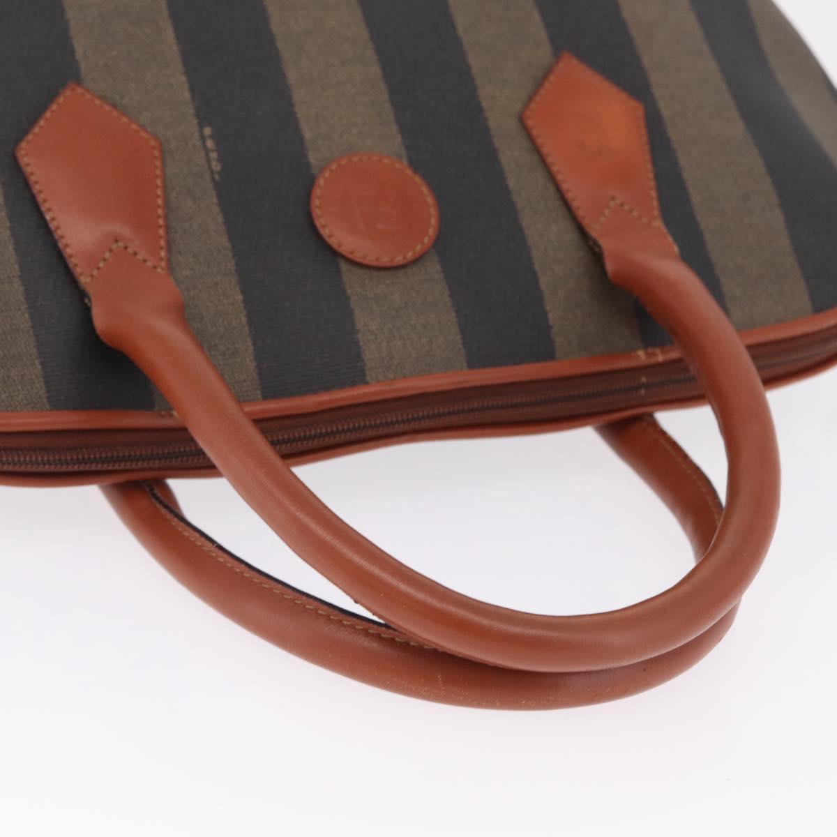 FENDI Pequin Canvas Tote Bag PVC Black Brown Auth 216136