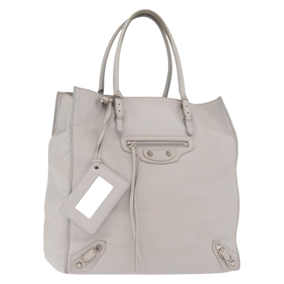 Balenciaga The Paper A5 Tote Bag Leather Gray Silver 255412 Auth 216142