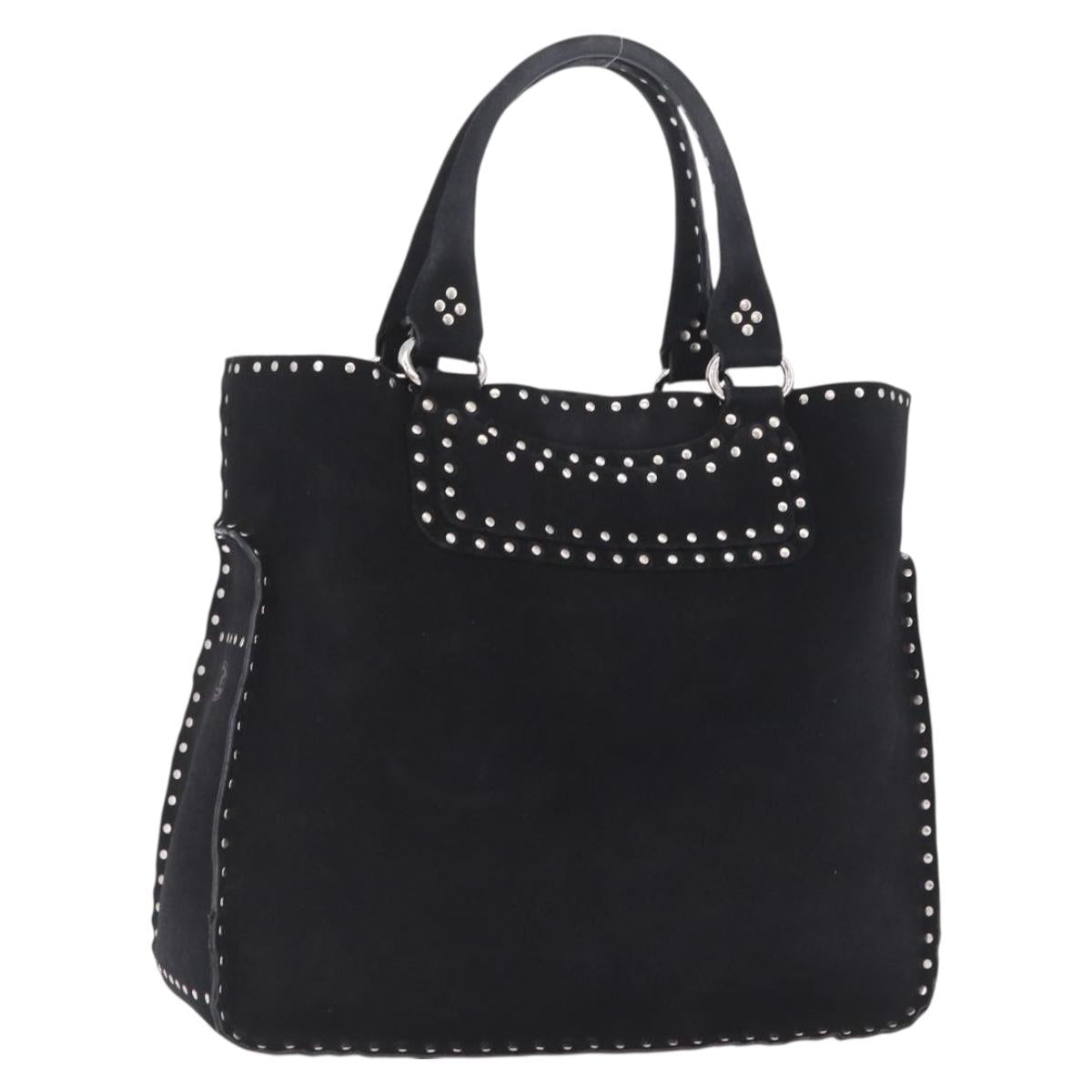 CELINE Boogie Bag Tote Bag Suede Black Silver Auth 216143A