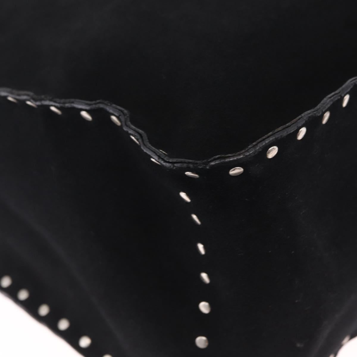 CELINE Boogie Bag Tote Bag Suede Black Silver Auth 216143A