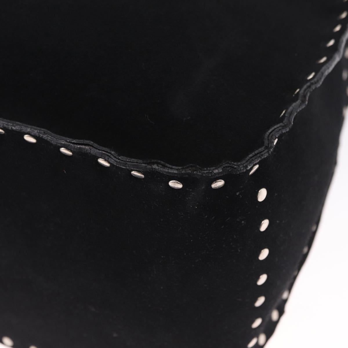 CELINE Boogie Bag Tote Bag Suede Black Silver Auth 216143A
