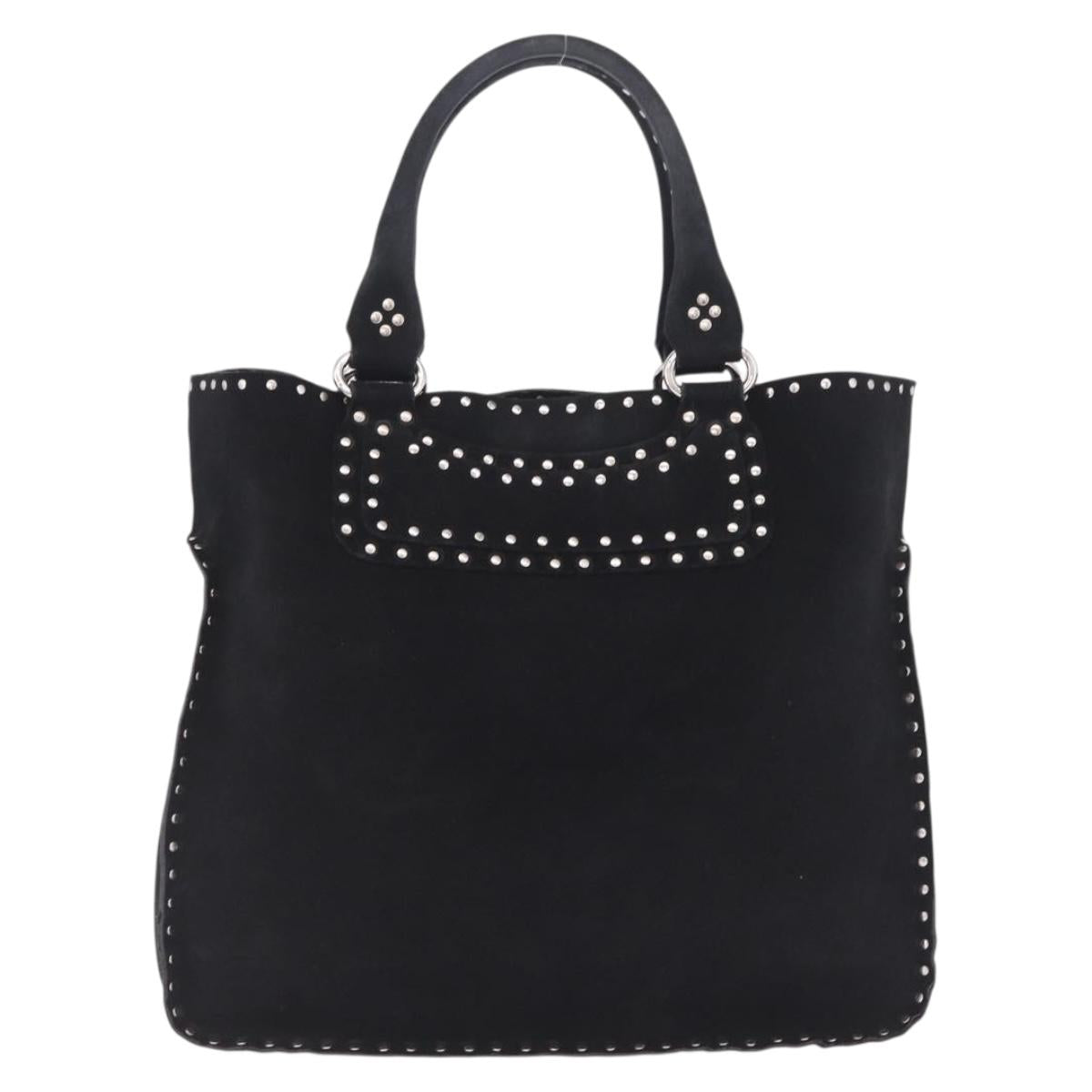 CELINE Boogie Bag Tote Bag Suede Black Silver Auth 216143A