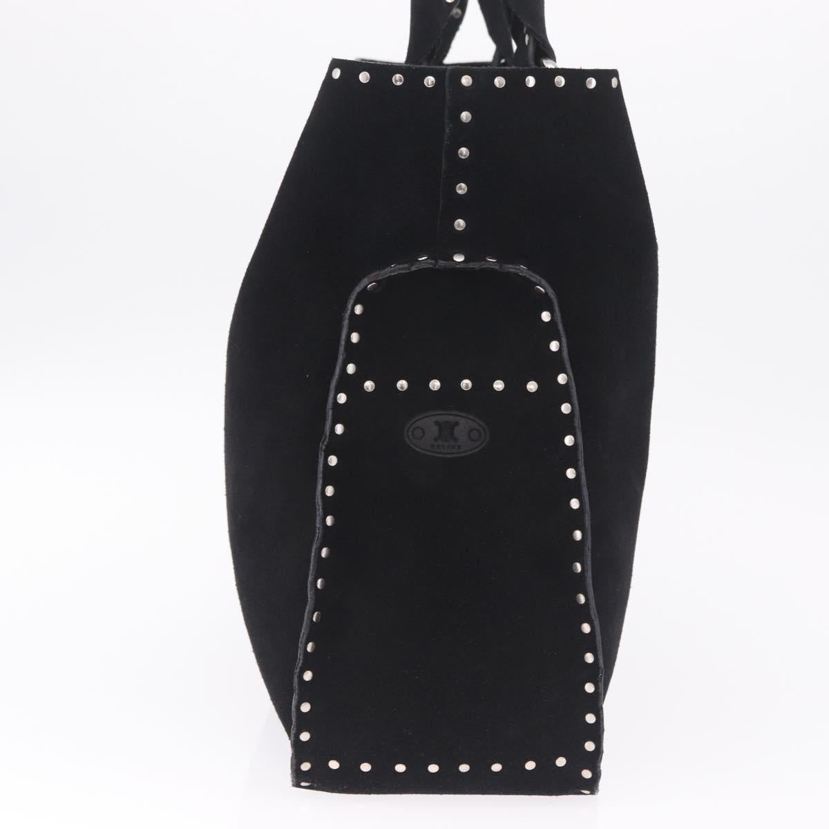 CELINE Boogie Bag Tote Bag Suede Black Silver Auth 216143A