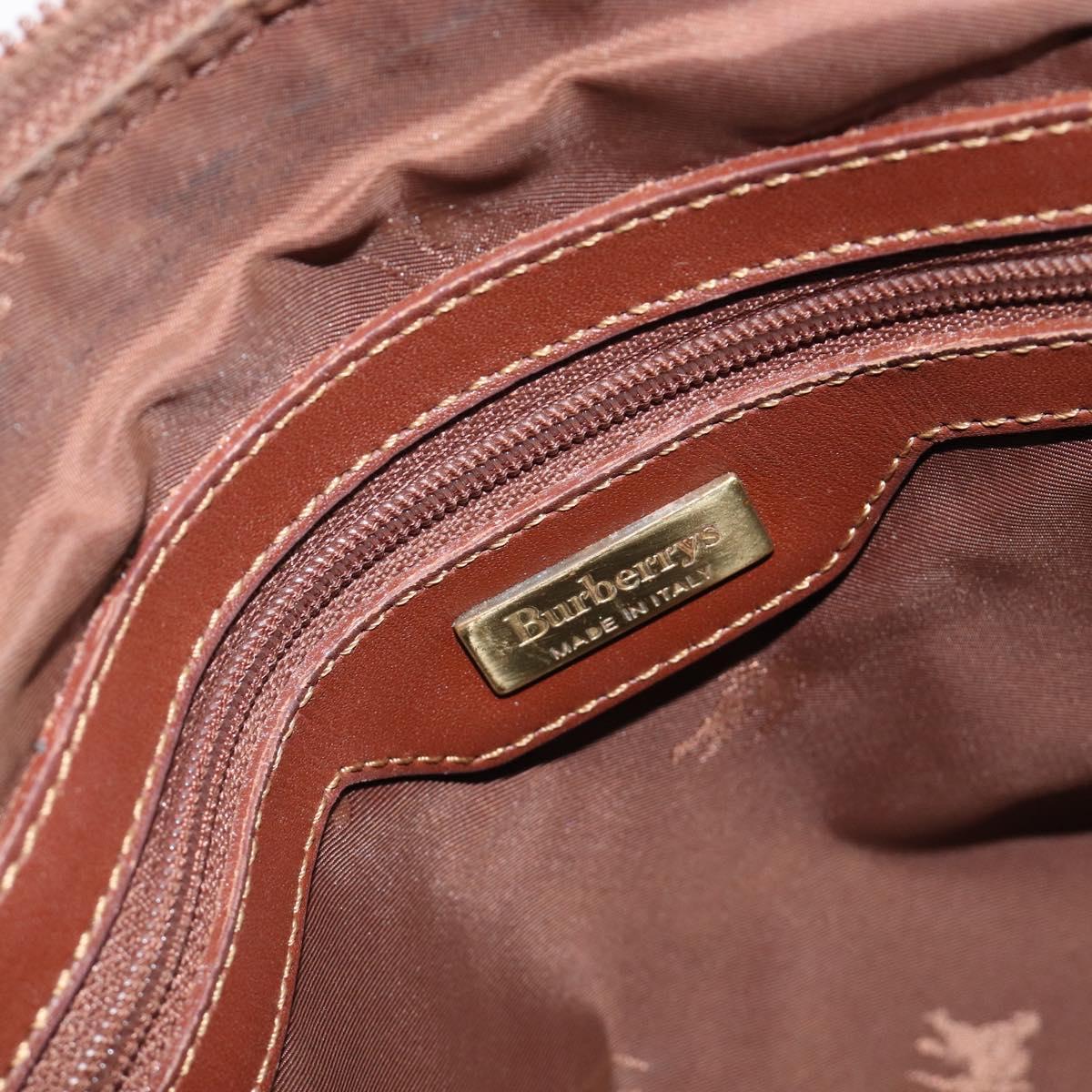Burberrys Nova Check Hand Bag PVC Beige Gold Auth 216144