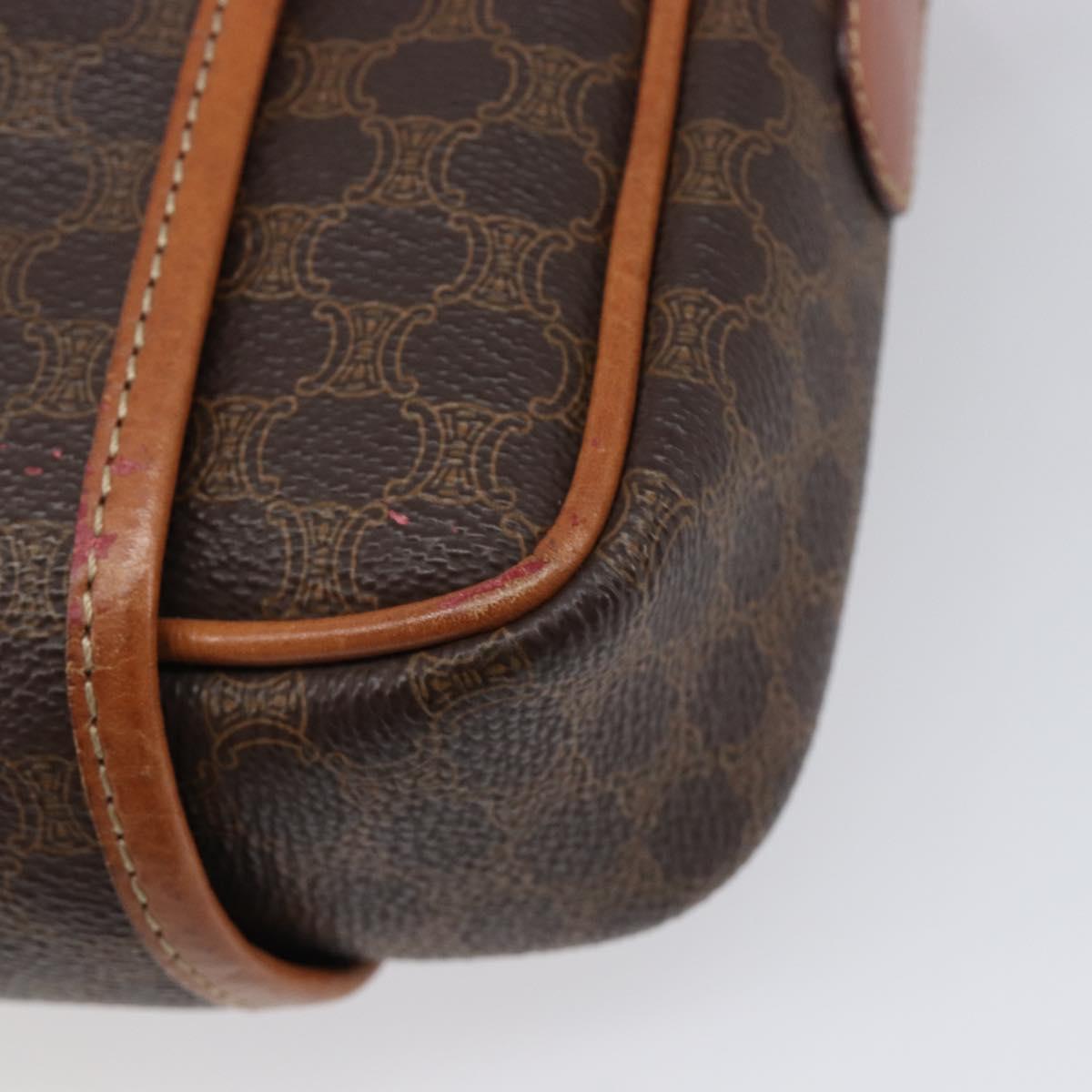 CELINE Macadam Canvas Shoulder Bag PVC Leather Brown Gold Auth 216146A