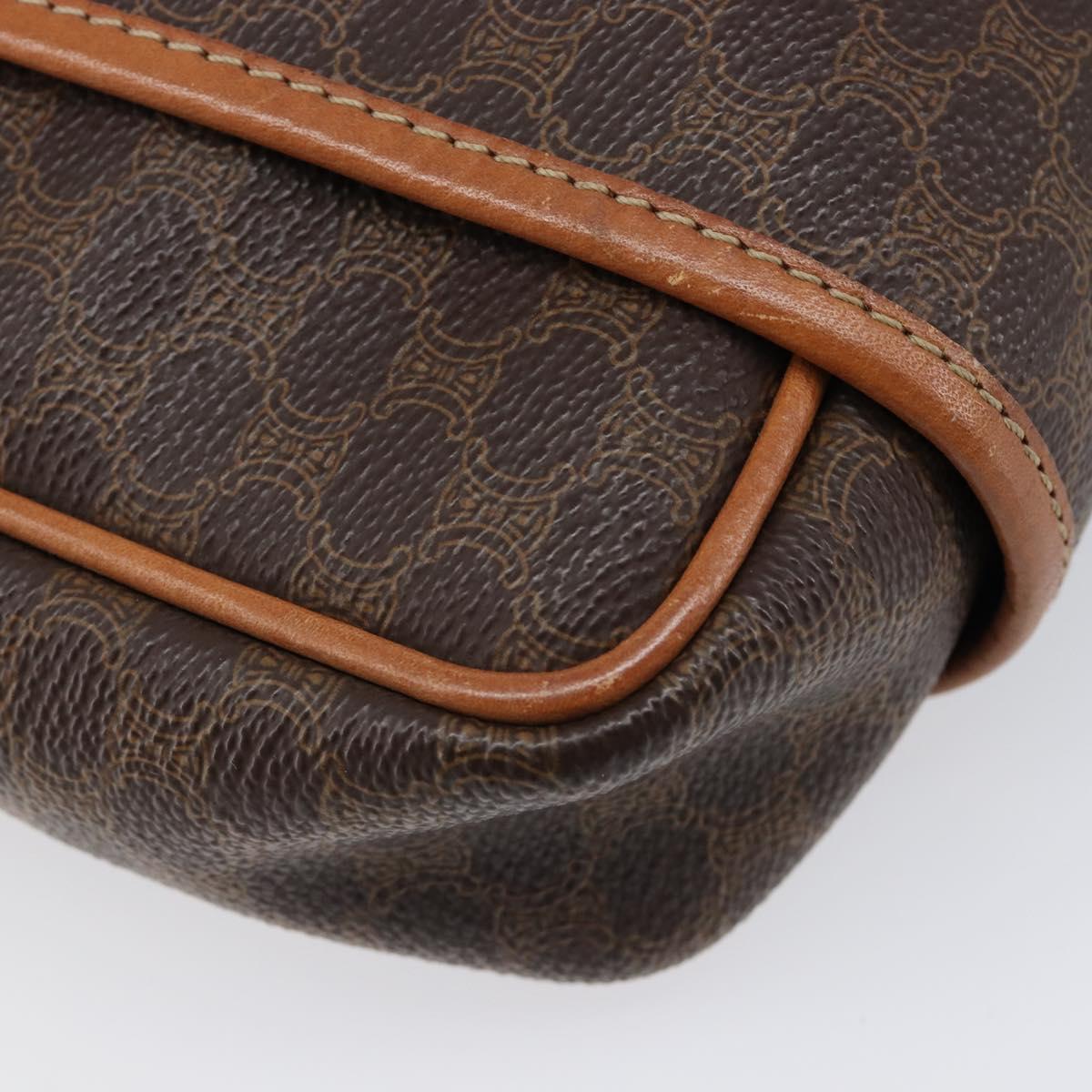 CELINE Macadam Canvas Shoulder Bag PVC Leather Brown Gold Auth 216146A