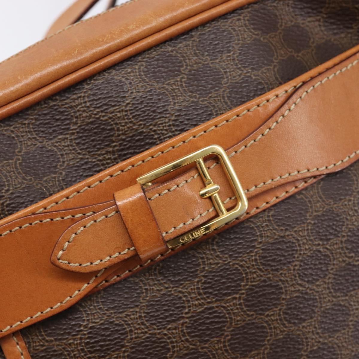 CELINE Macadam Canvas Shoulder Bag PVC Leather Brown Gold Auth 216146A