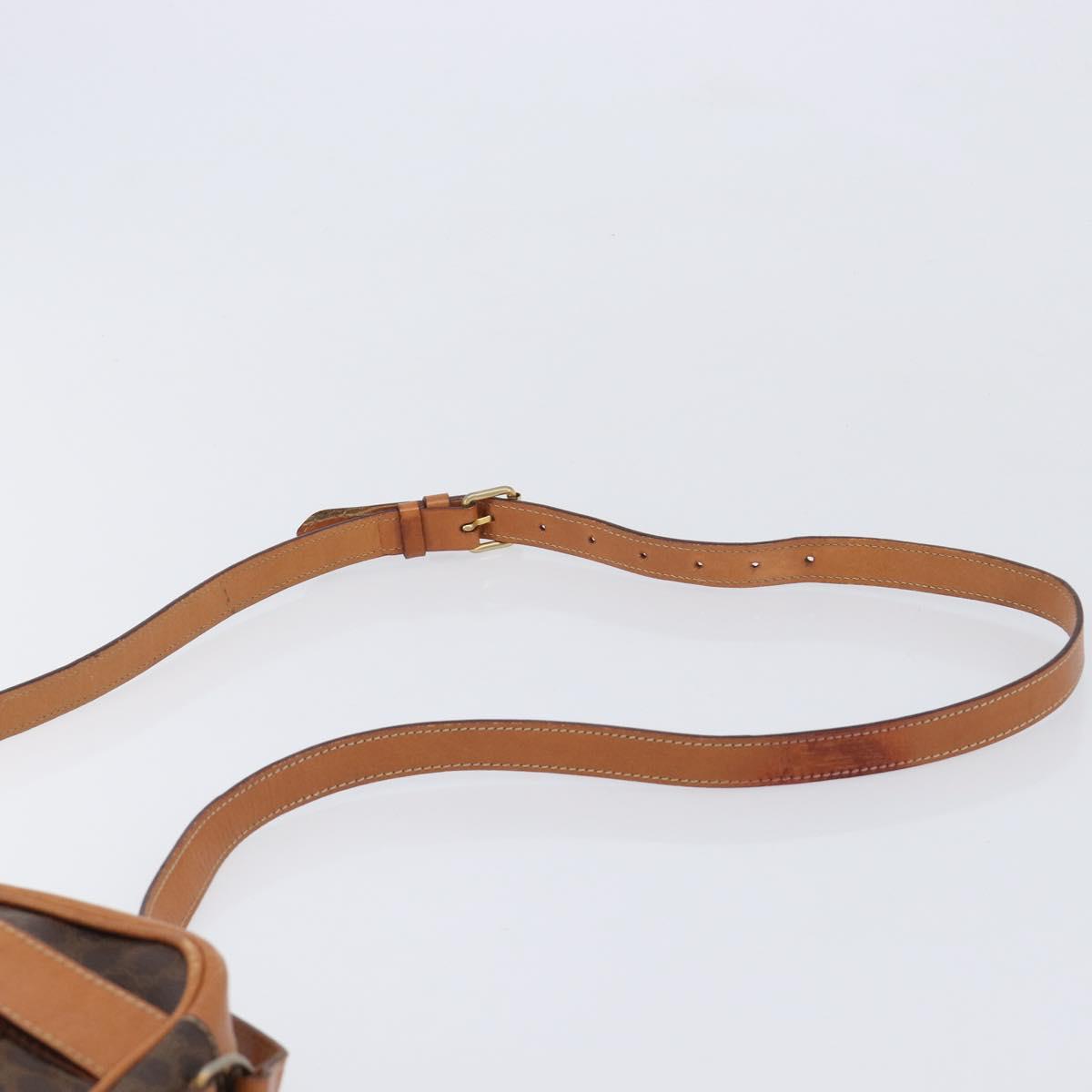 CELINE Macadam Canvas Shoulder Bag PVC Leather Brown Gold Auth 216146A