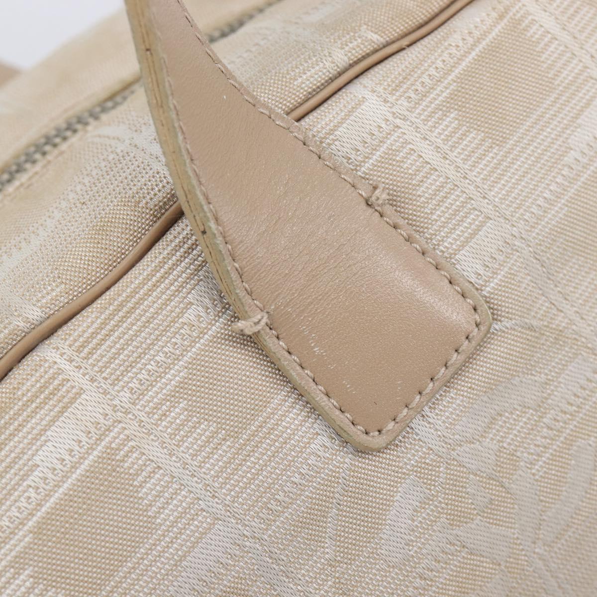 CHANEL New Travel Line Hand Bag Canvas Beige Silver CC Auth 216148
