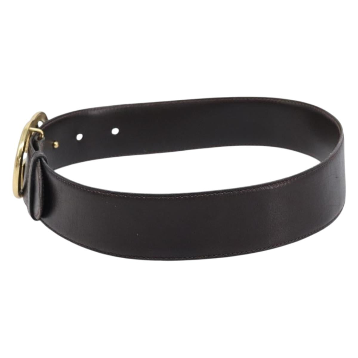 GUCCI Interlocking Belt Leather 31.9"" 65-26 Dark Brown Gold Auth 216149A