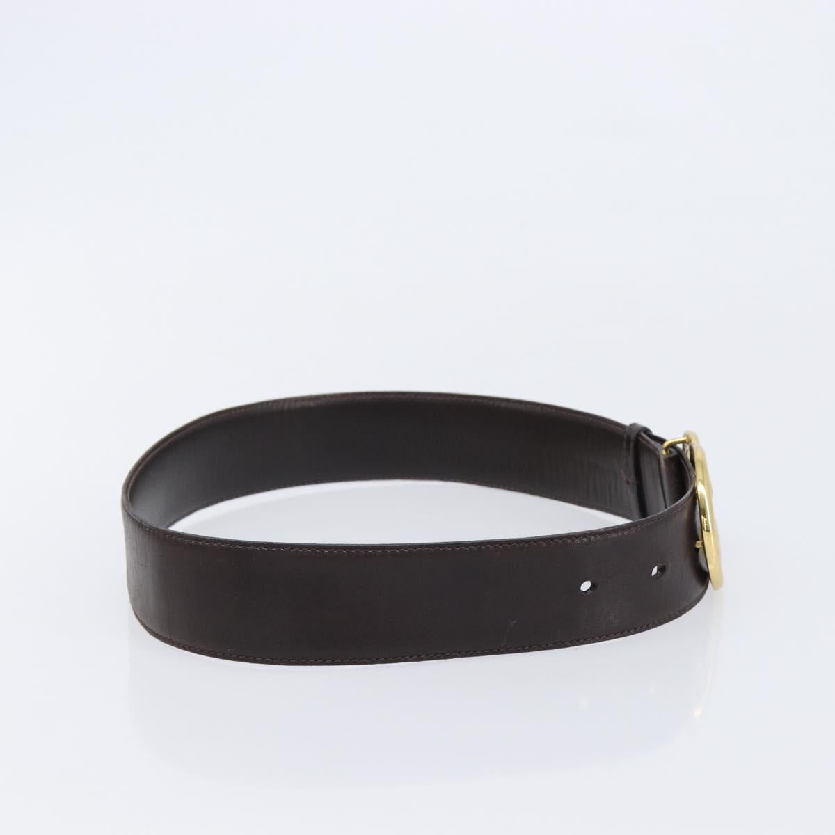 GUCCI Interlocking Belt Leather 31.9"" 65-26 Dark Brown Gold Auth 216149A