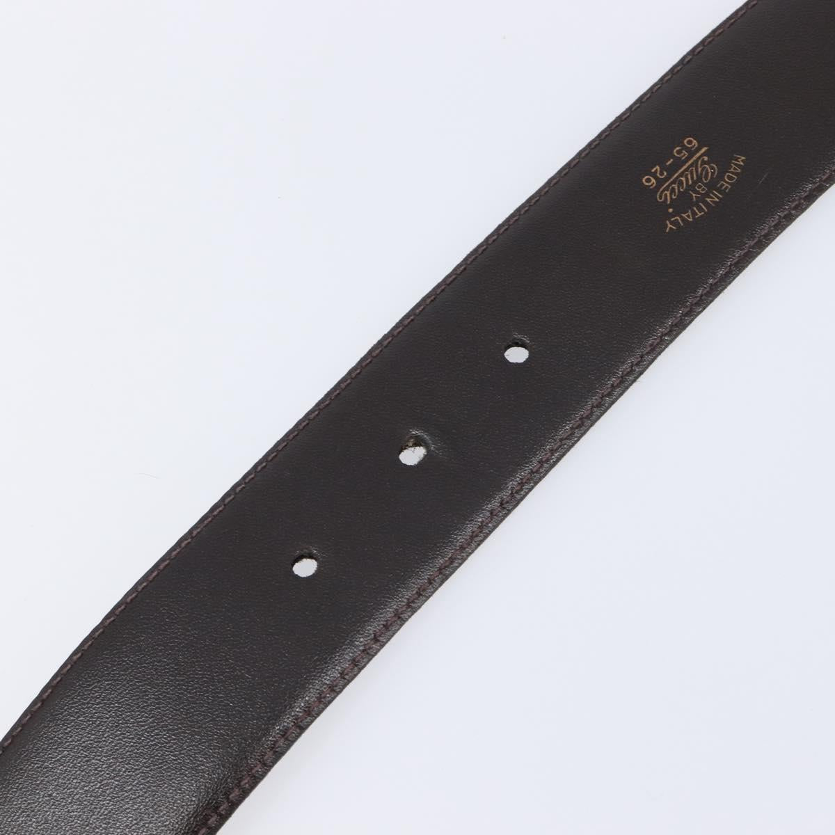 GUCCI Interlocking Belt Leather 31.9"" 65-26 Dark Brown Gold Auth 216149A
